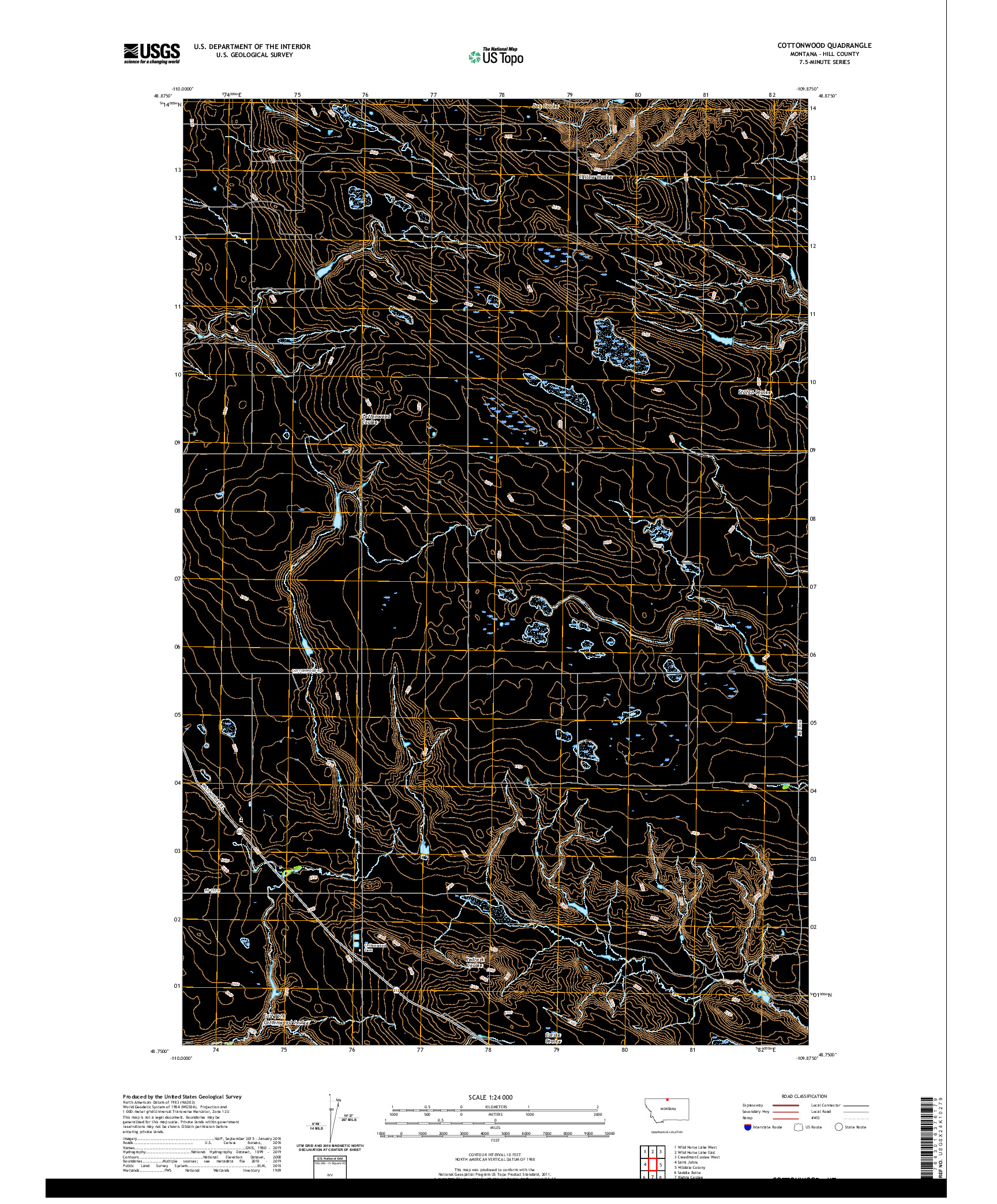 USGS US TOPO 7.5-MINUTE MAP FOR COTTONWOOD, MT 2020