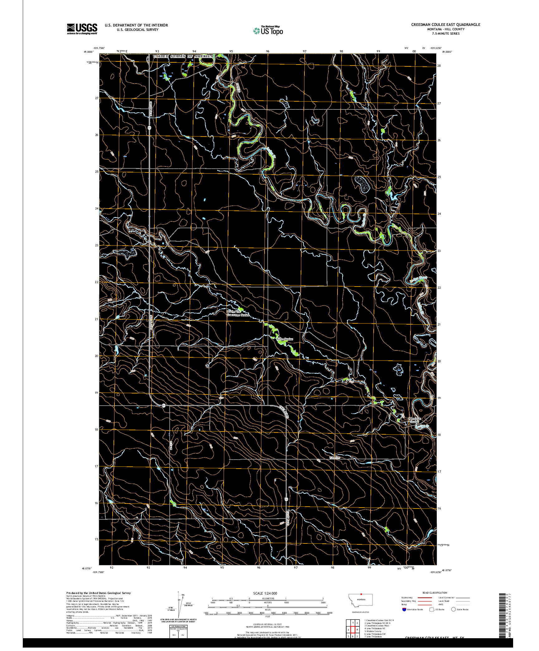 USGS US TOPO 7.5-MINUTE MAP FOR CREEDMAN COULEE EAST, MT,SK 2020