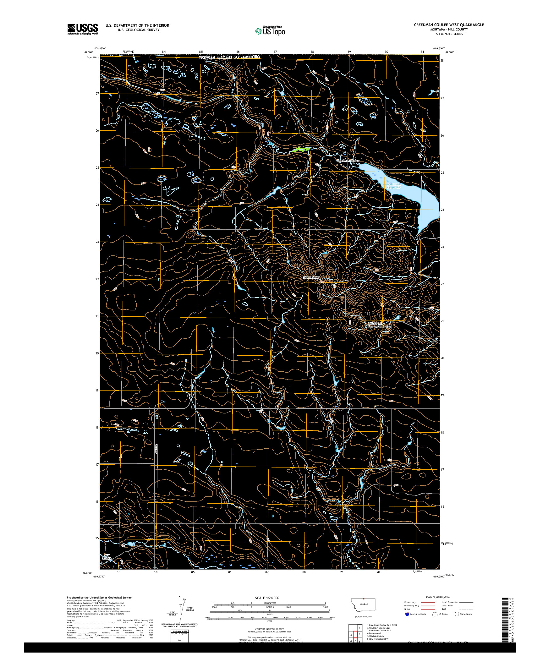 USGS US TOPO 7.5-MINUTE MAP FOR CREEDMAN COULEE WEST, MT,SK 2020