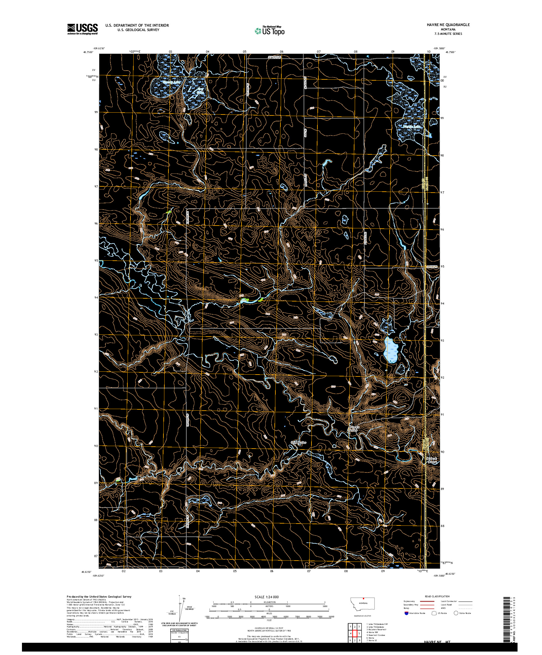 USGS US TOPO 7.5-MINUTE MAP FOR HAVRE NE, MT 2020