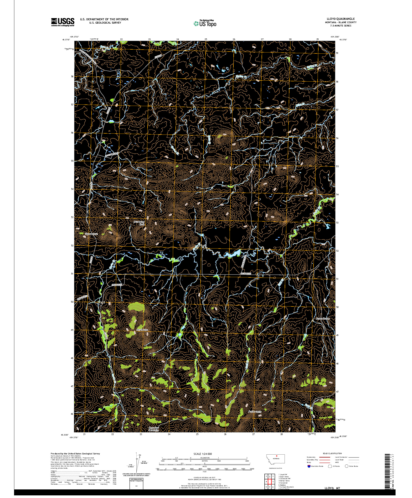 USGS US TOPO 7.5-MINUTE MAP FOR LLOYD, MT 2020