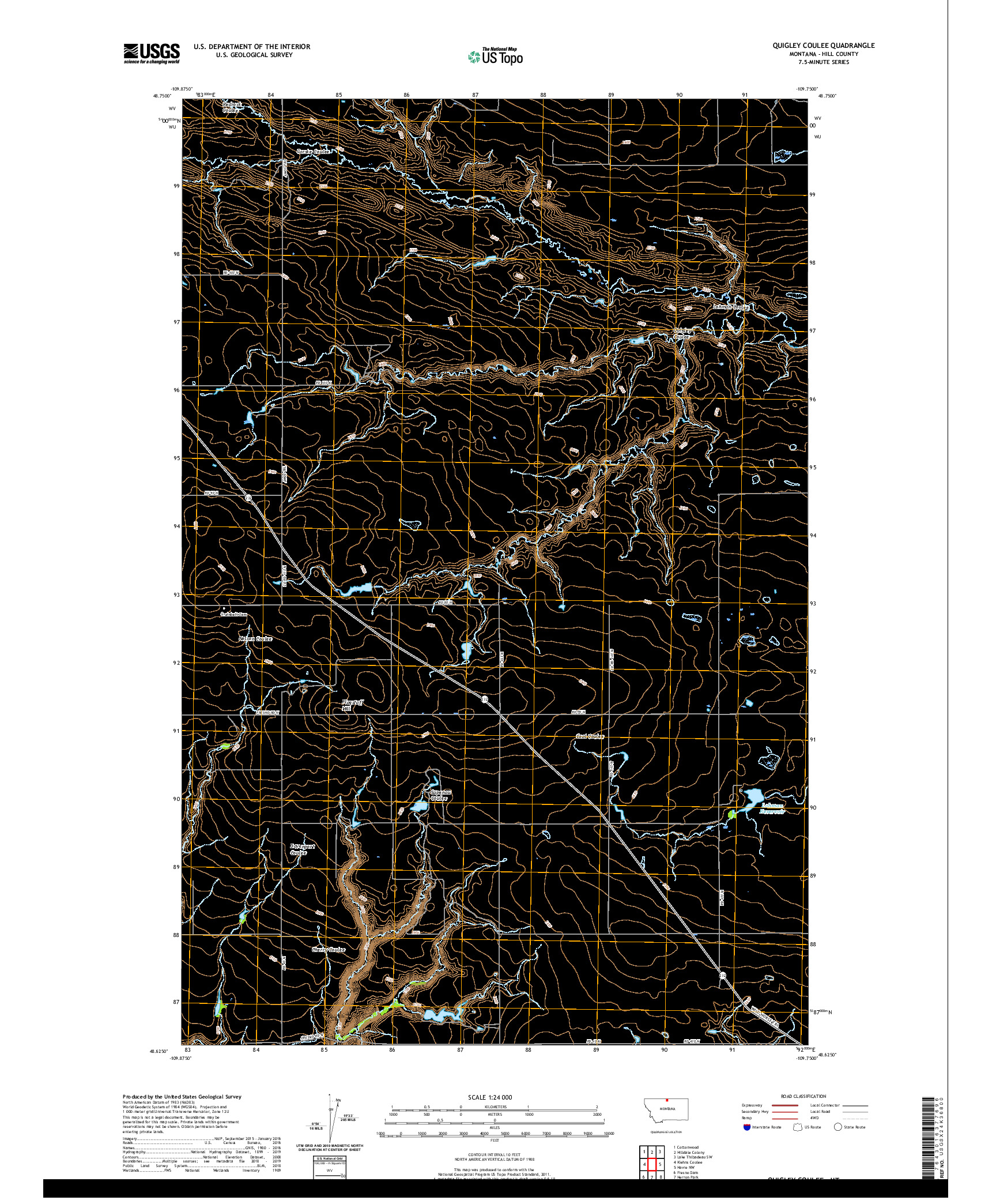 USGS US TOPO 7.5-MINUTE MAP FOR QUIGLEY COULEE, MT 2020