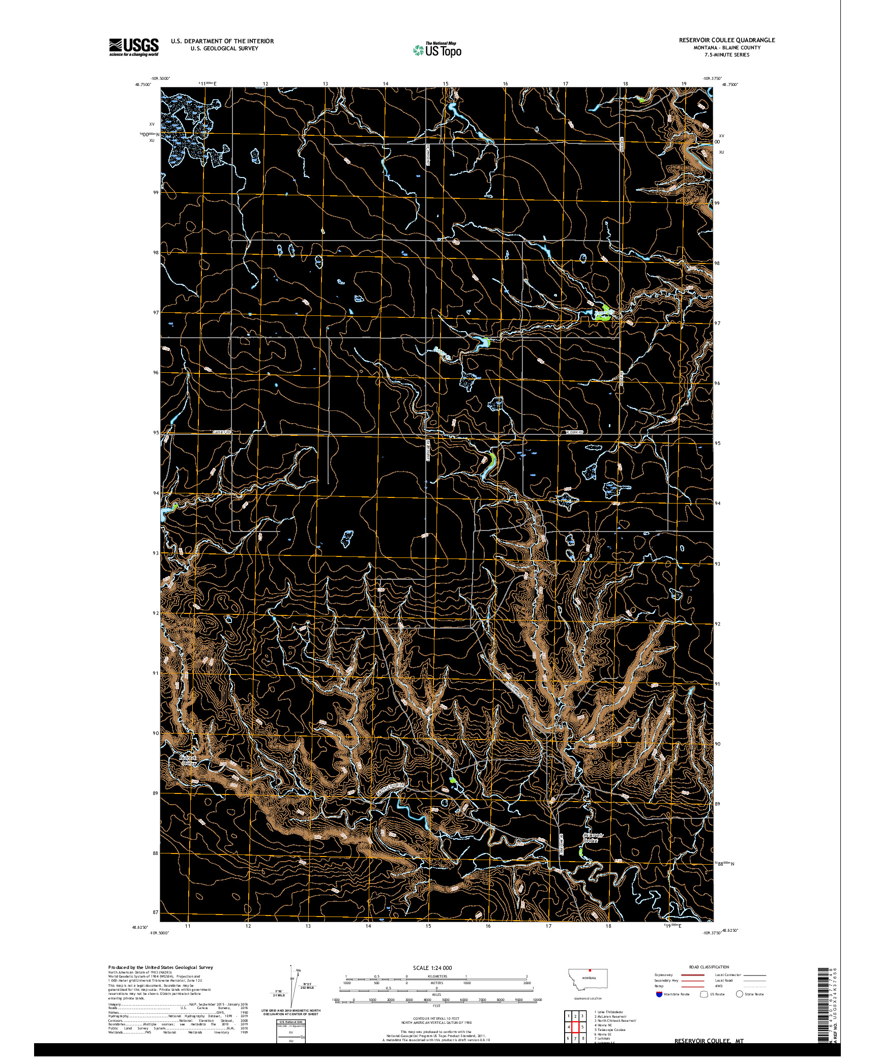 USGS US TOPO 7.5-MINUTE MAP FOR RESERVOIR COULEE, MT 2020