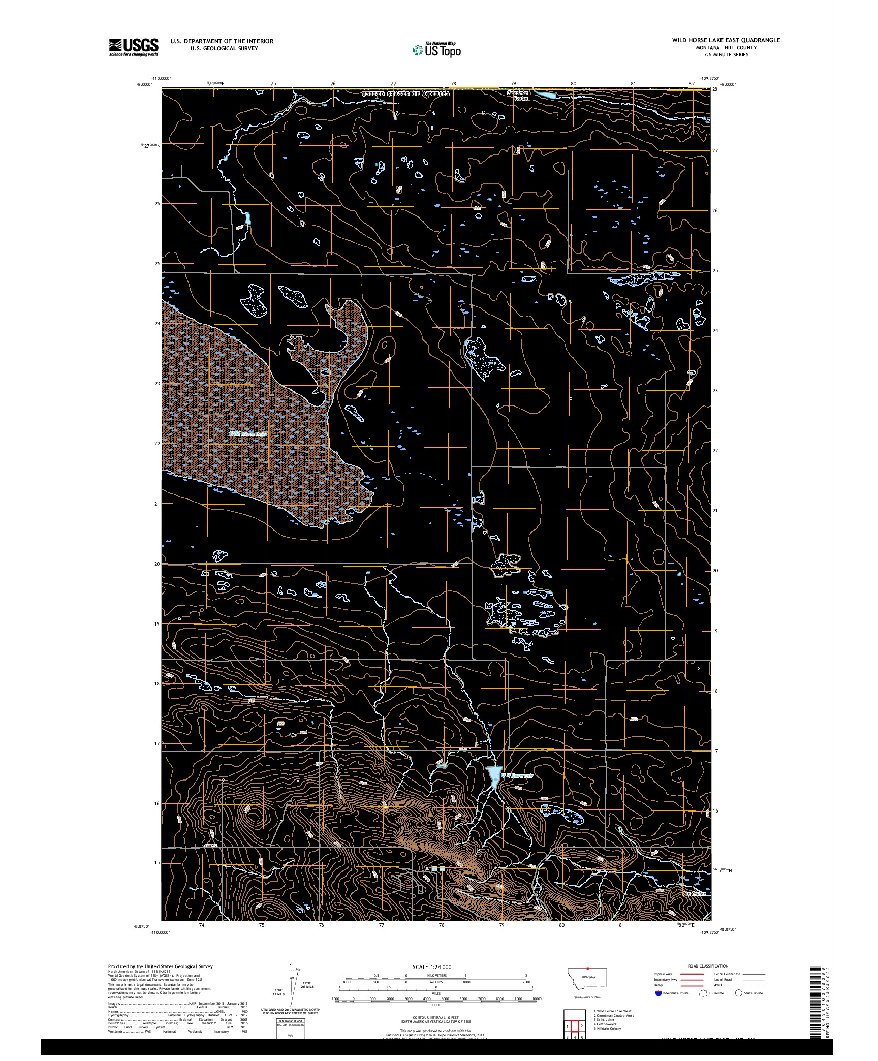 USGS US TOPO 7.5-MINUTE MAP FOR WILD HORSE LAKE EAST, MT,SK 2020