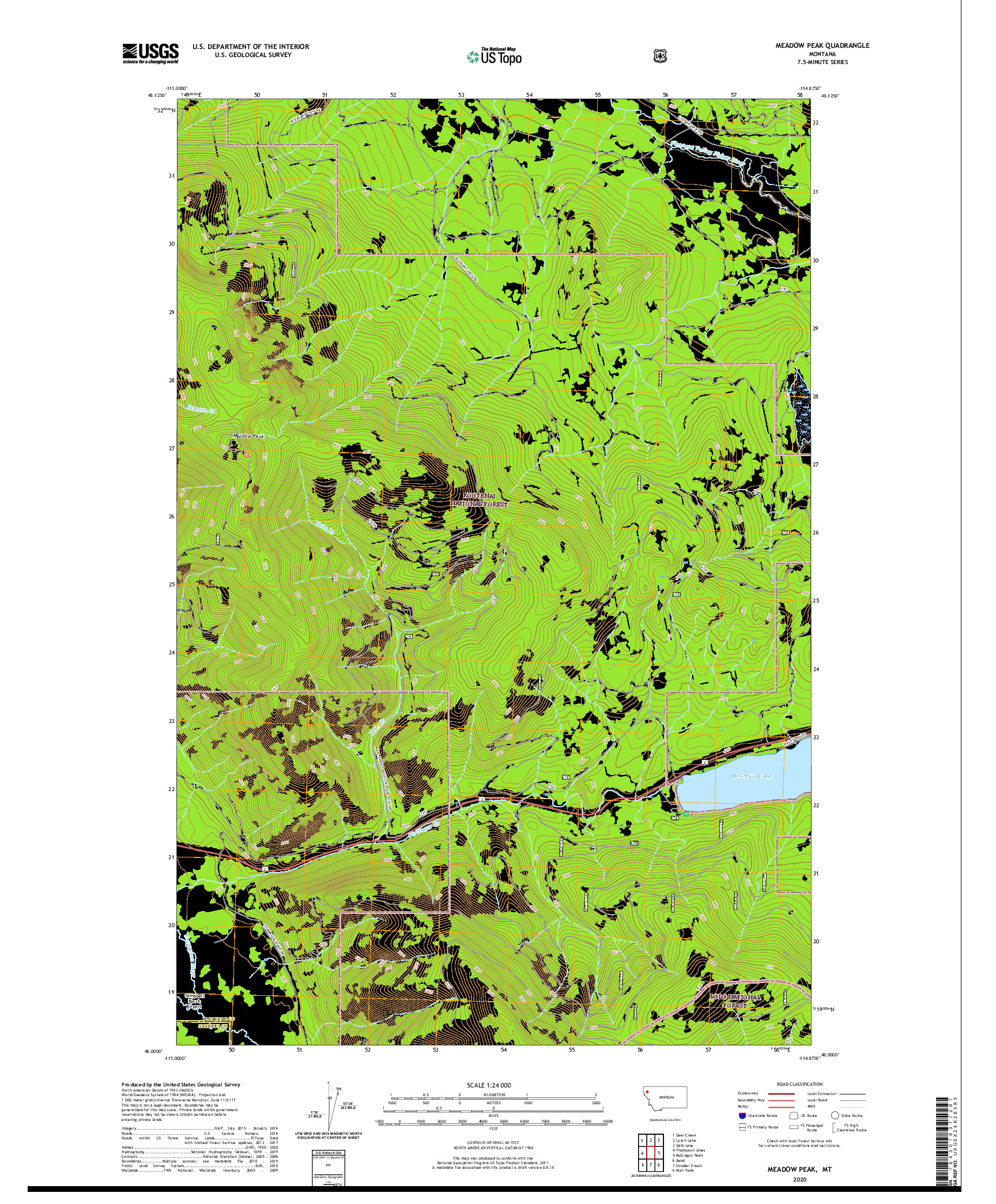 USGS US TOPO 7.5-MINUTE MAP FOR MEADOW PEAK, MT 2020