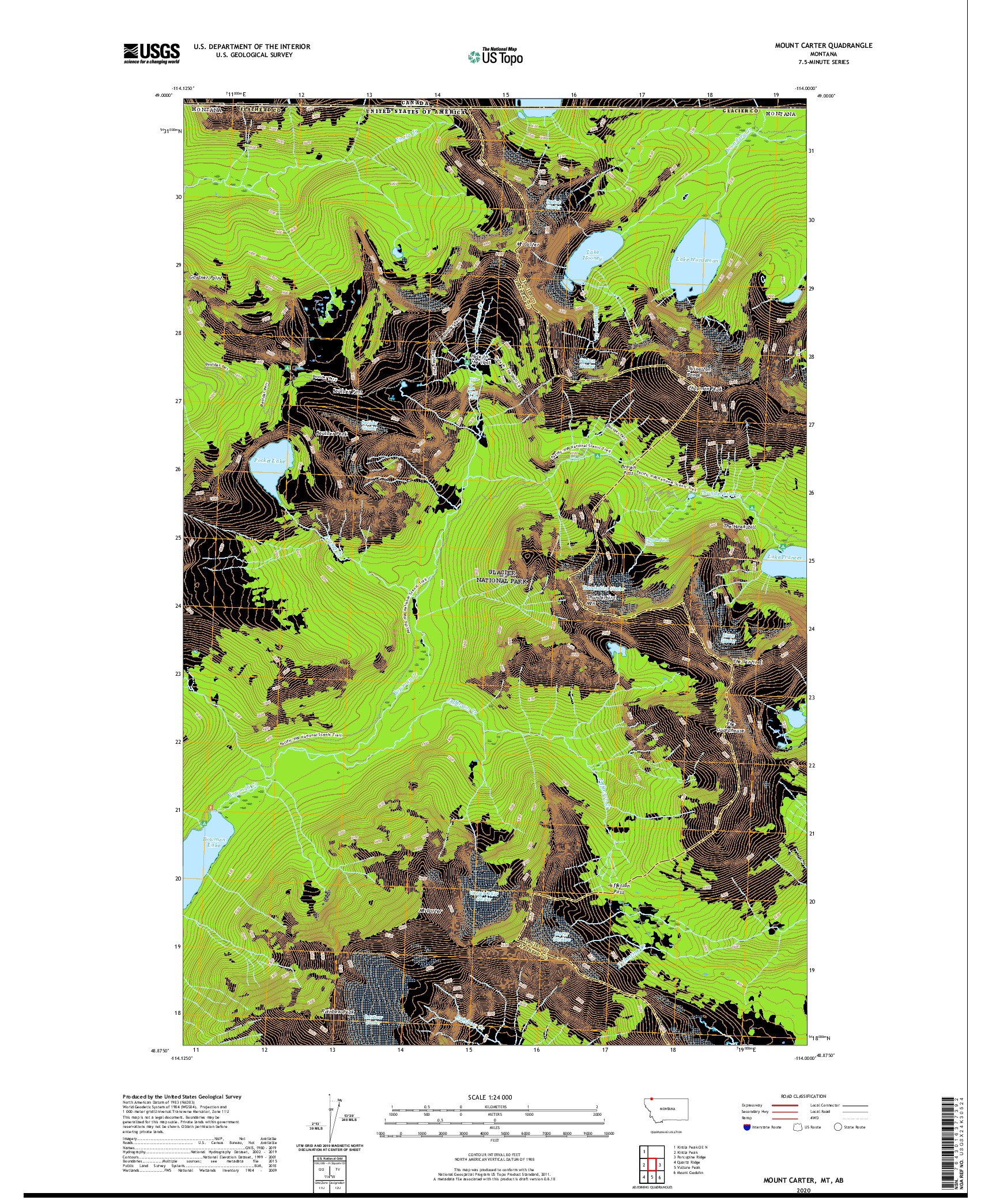 USGS US TOPO 7.5-MINUTE MAP FOR MOUNT CARTER, MT,AB 2020