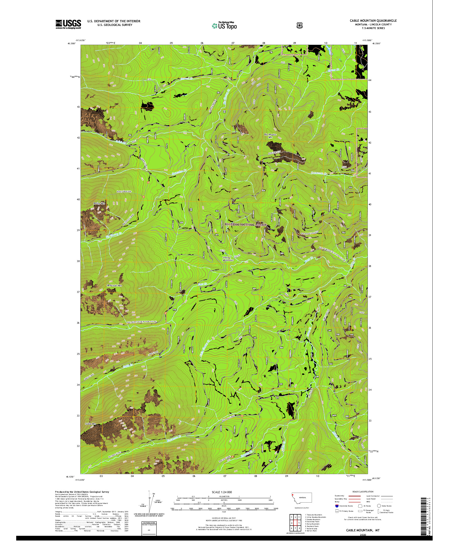 USGS US TOPO 7.5-MINUTE MAP FOR CABLE MOUNTAIN, MT 2020