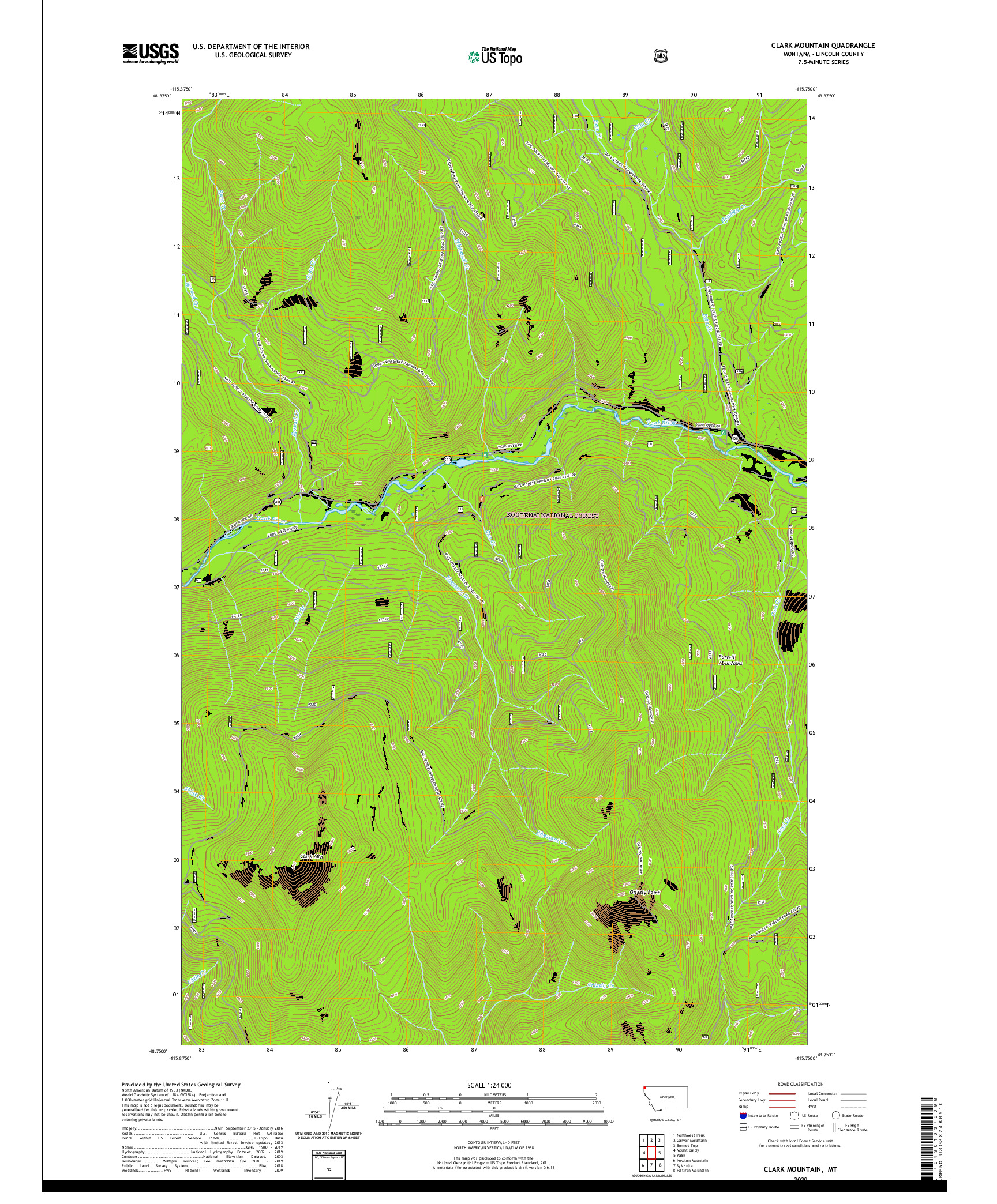 USGS US TOPO 7.5-MINUTE MAP FOR CLARK MOUNTAIN, MT 2020