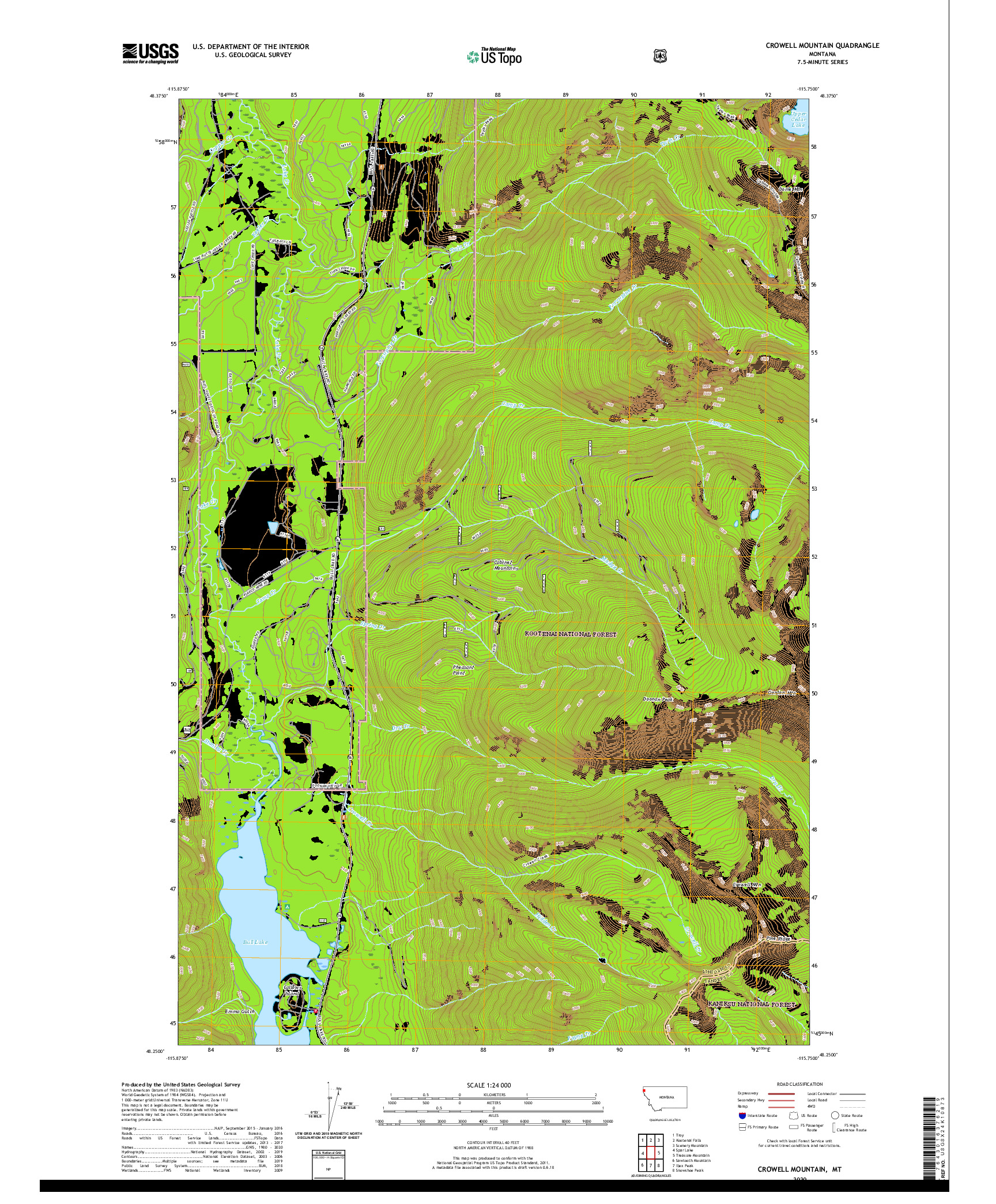 USGS US TOPO 7.5-MINUTE MAP FOR CROWELL MOUNTAIN, MT 2020