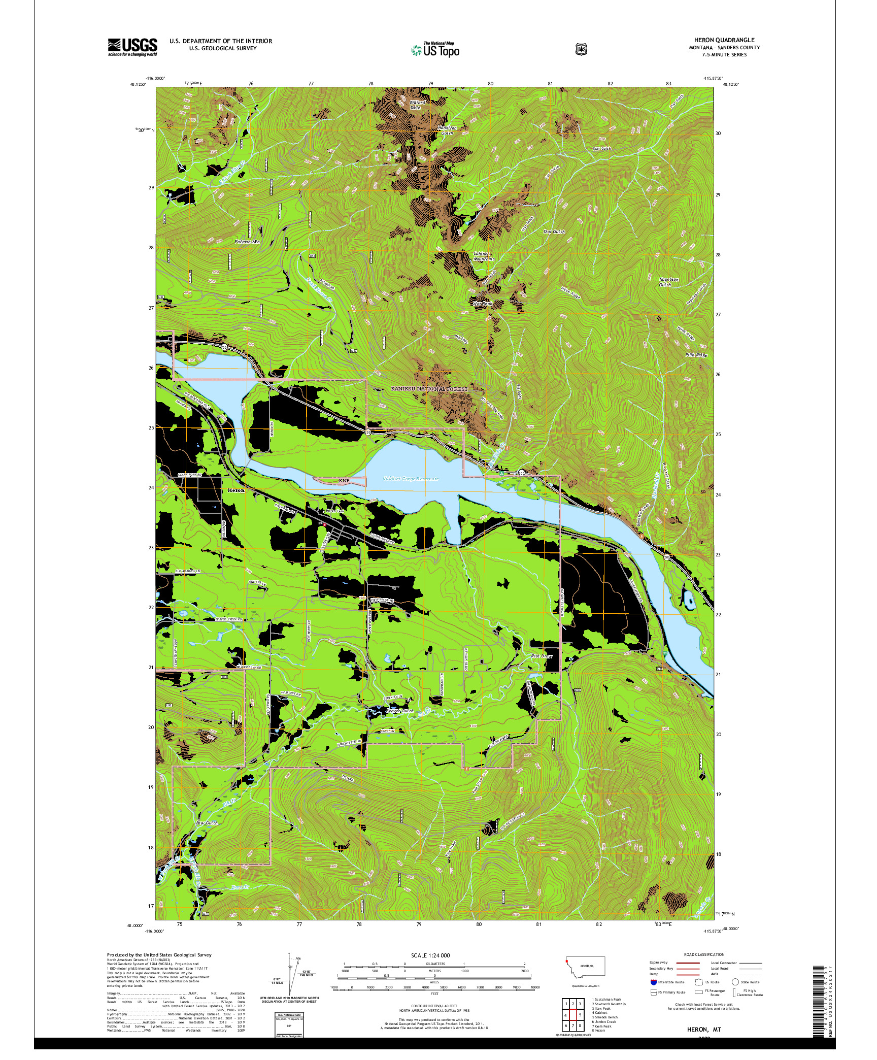 USGS US TOPO 7.5-MINUTE MAP FOR HERON, MT 2020