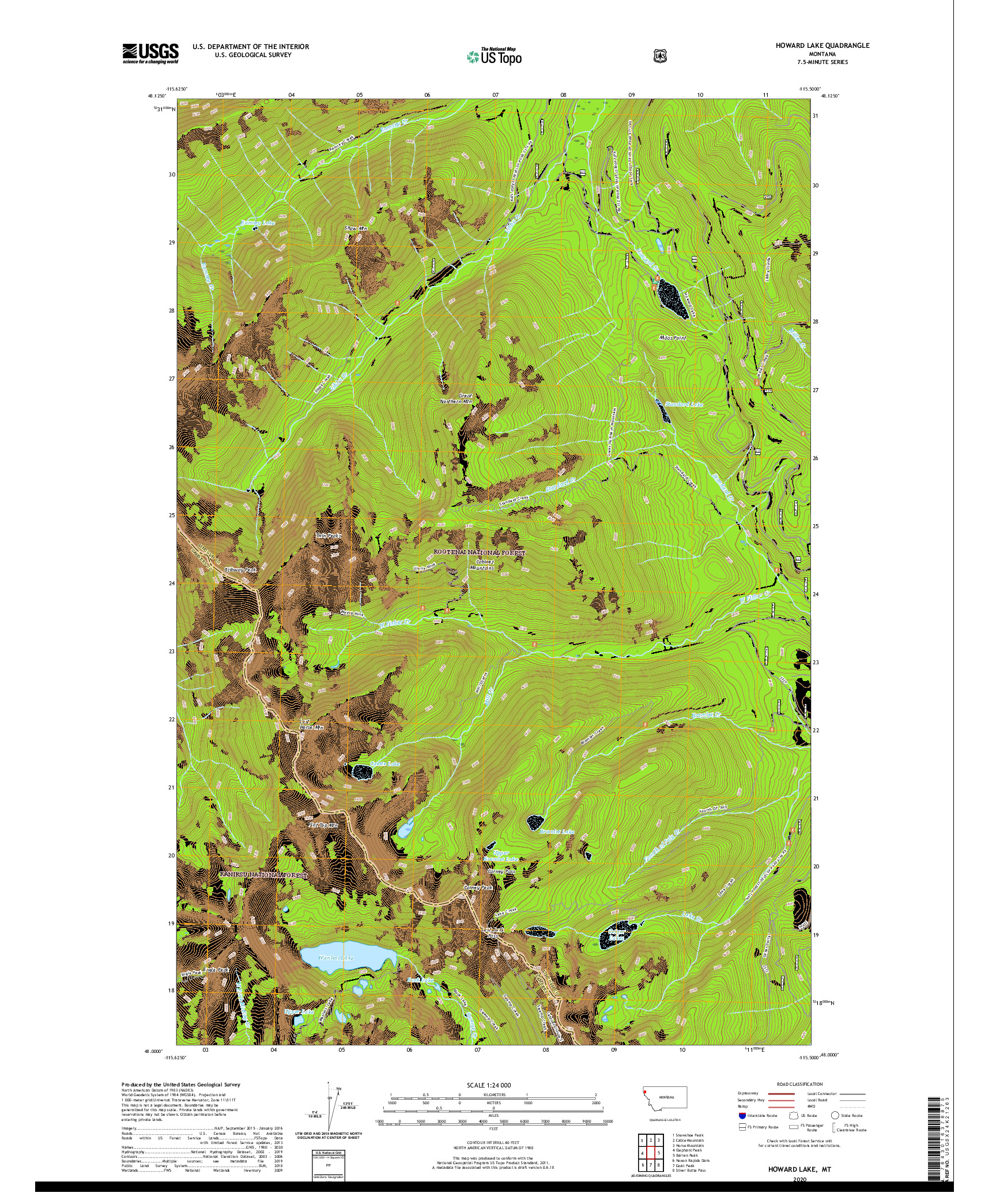 USGS US TOPO 7.5-MINUTE MAP FOR HOWARD LAKE, MT 2020