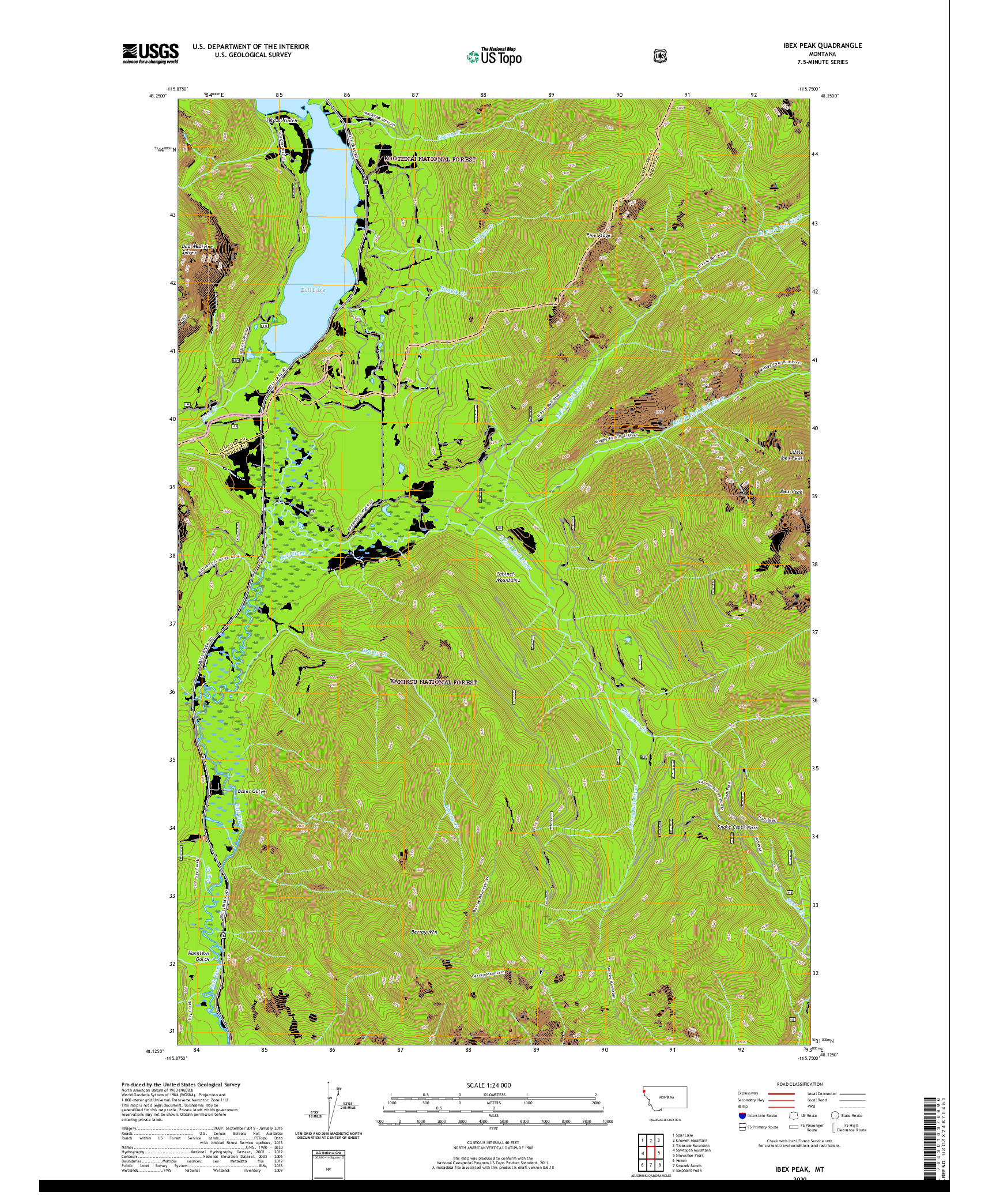 USGS US TOPO 7.5-MINUTE MAP FOR IBEX PEAK, MT 2020