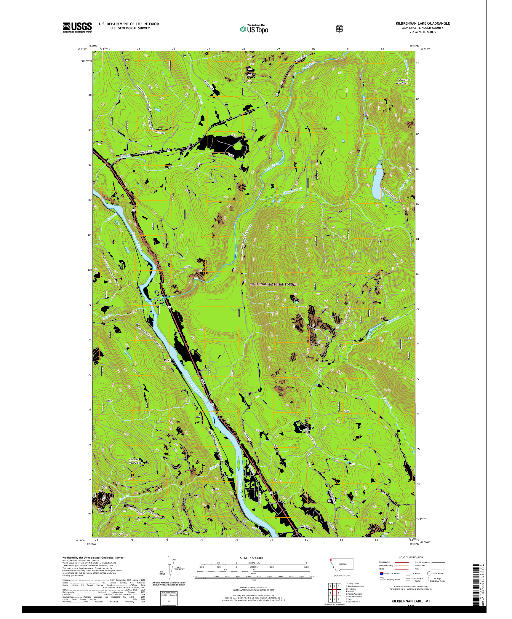USGS US TOPO 7.5-MINUTE MAP FOR KILBRENNAN LAKE, MT 2020