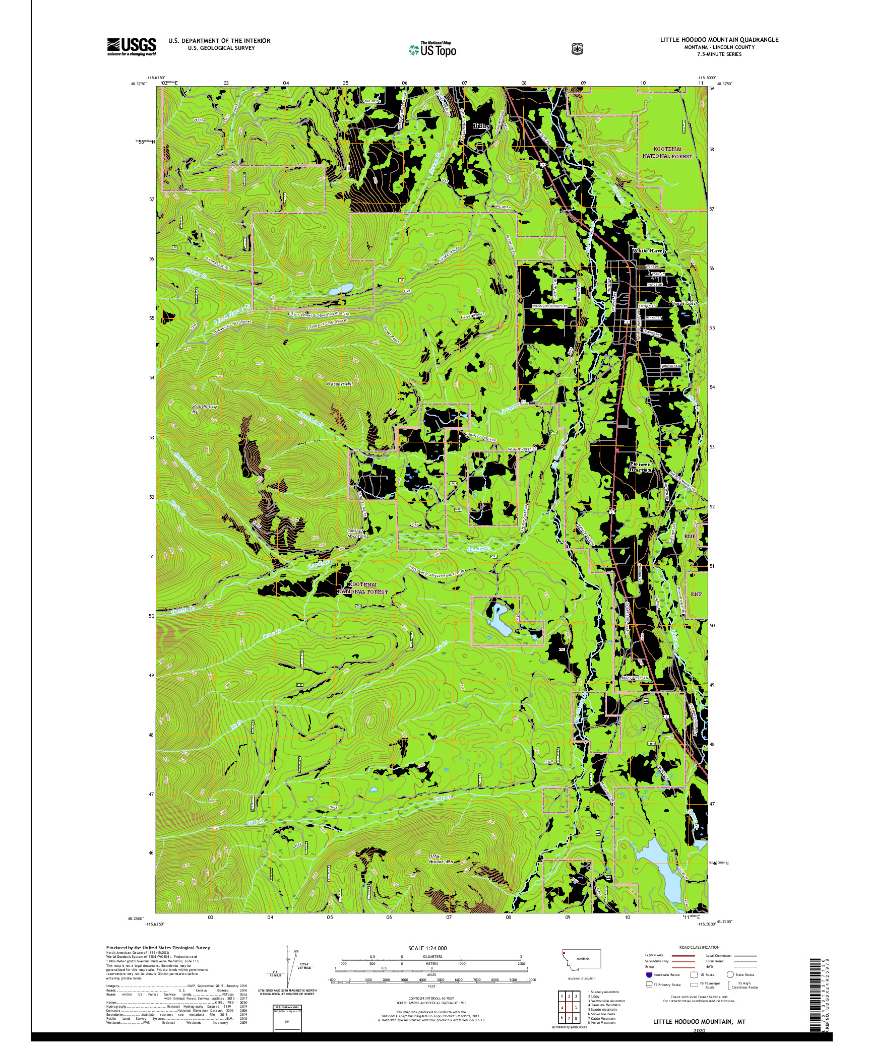 USGS US TOPO 7.5-MINUTE MAP FOR LITTLE HOODOO MOUNTAIN, MT 2020