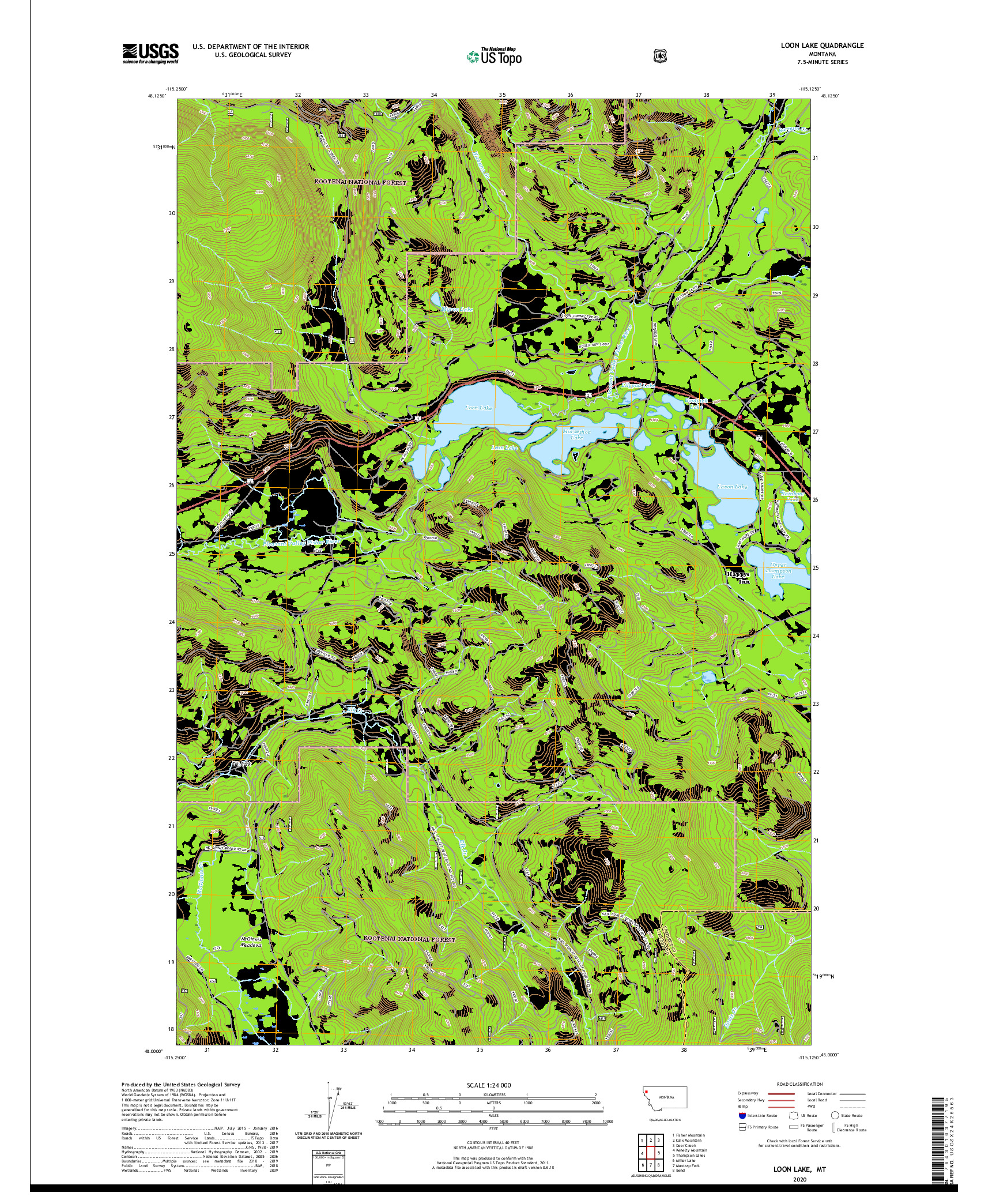USGS US TOPO 7.5-MINUTE MAP FOR LOON LAKE, MT 2020