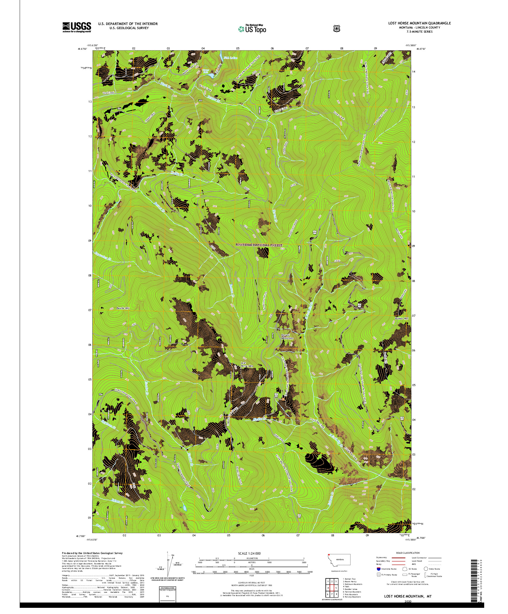 USGS US TOPO 7.5-MINUTE MAP FOR LOST HORSE MOUNTAIN, MT 2020
