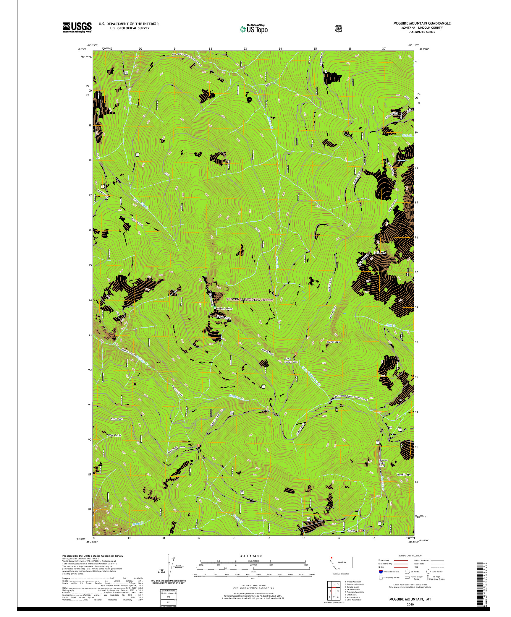 USGS US TOPO 7.5-MINUTE MAP FOR MCGUIRE MOUNTAIN, MT 2020