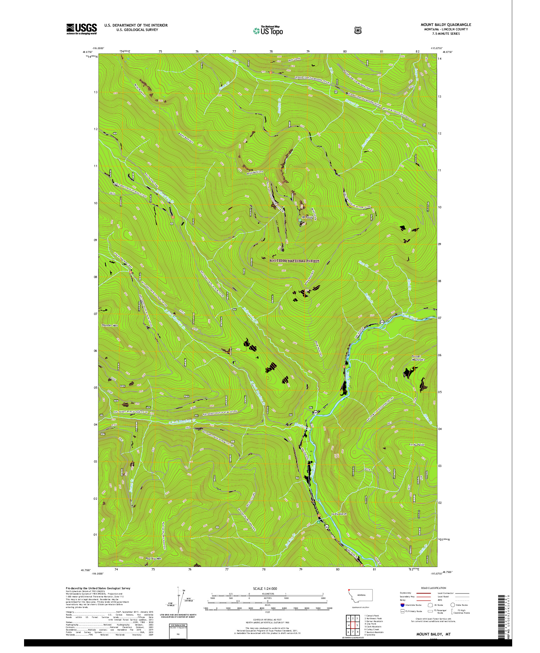 USGS US TOPO 7.5-MINUTE MAP FOR MOUNT BALDY, MT 2020