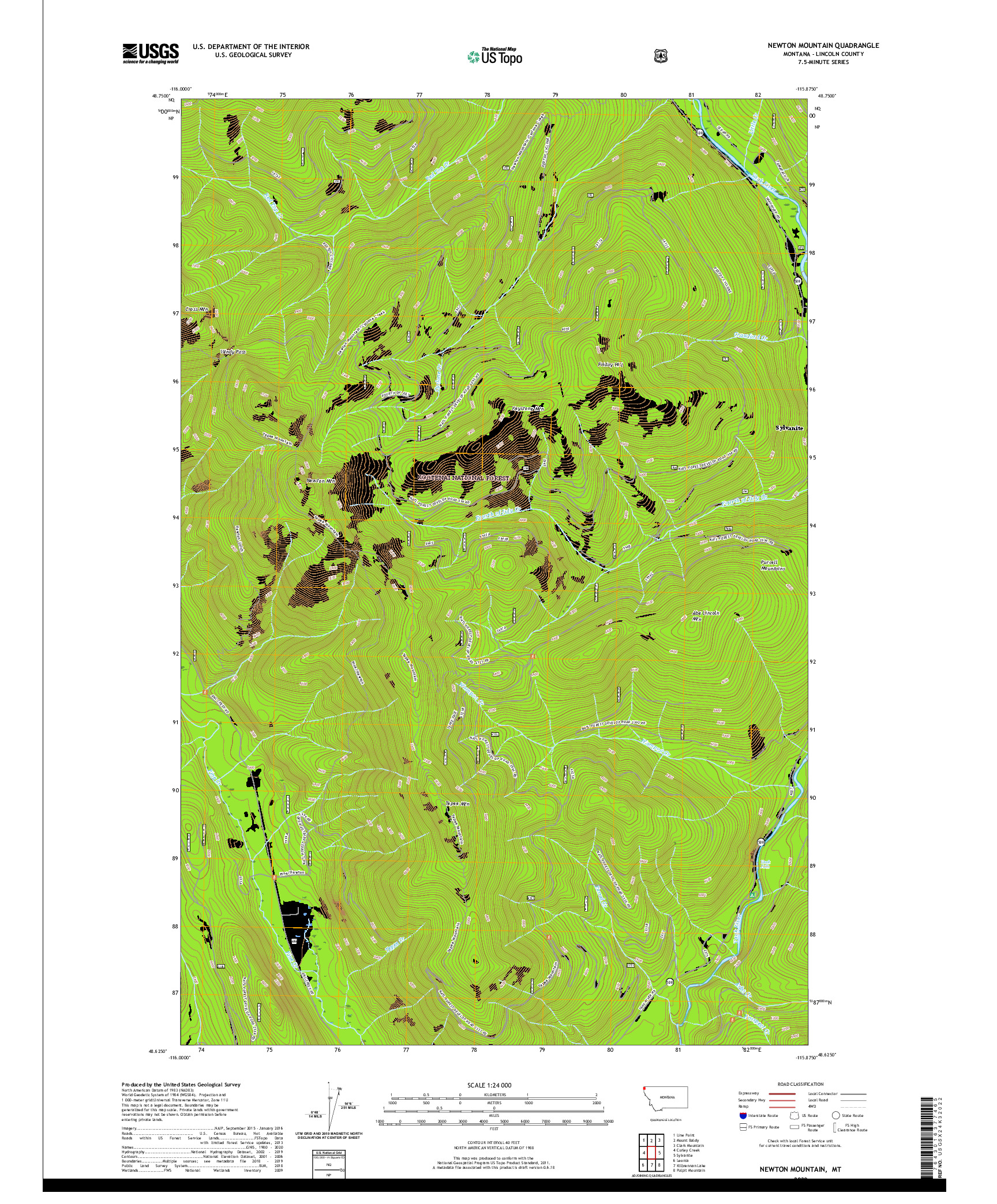 USGS US TOPO 7.5-MINUTE MAP FOR NEWTON MOUNTAIN, MT 2020