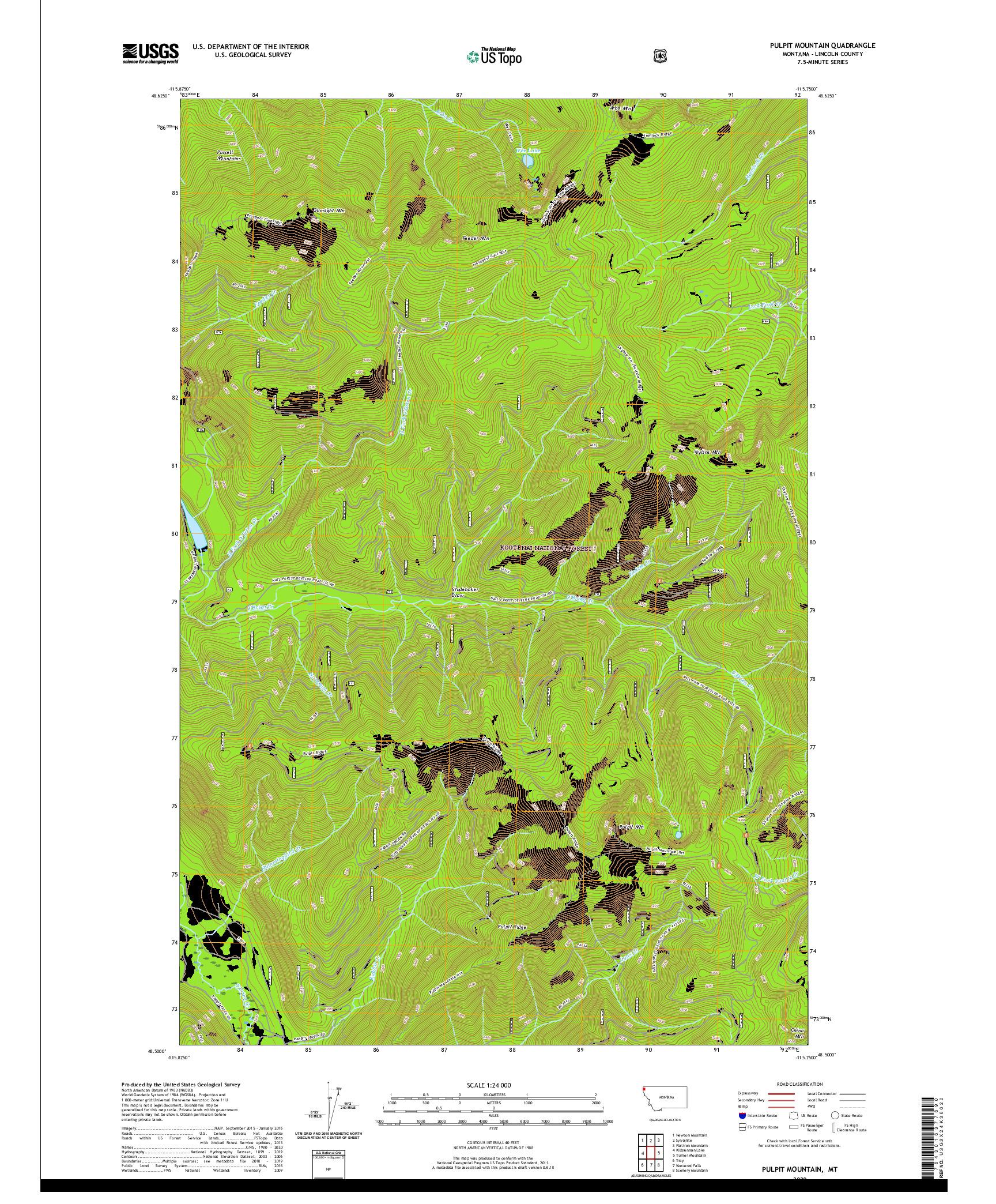 USGS US TOPO 7.5-MINUTE MAP FOR PULPIT MOUNTAIN, MT 2020