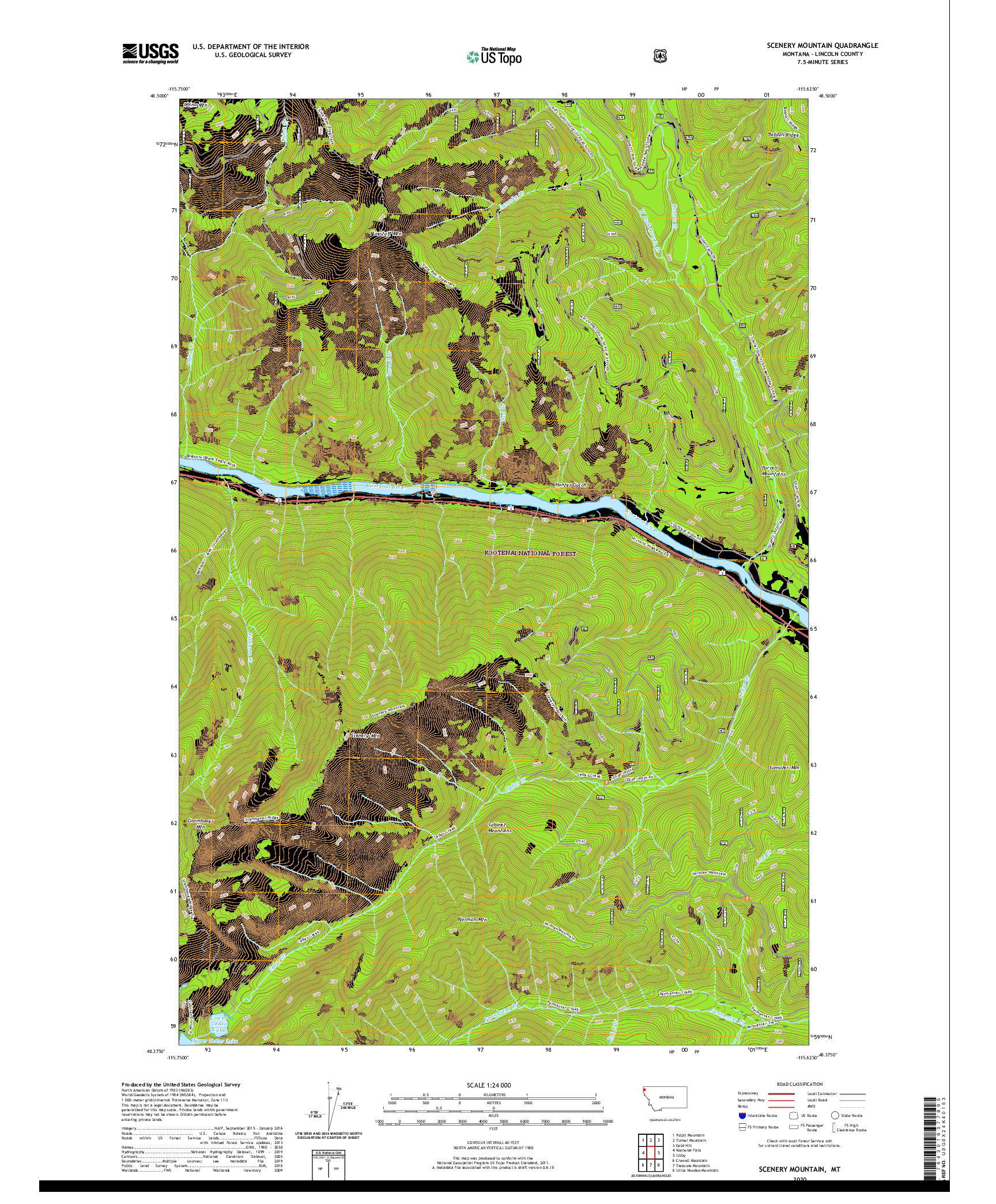 USGS US TOPO 7.5-MINUTE MAP FOR SCENERY MOUNTAIN, MT 2020