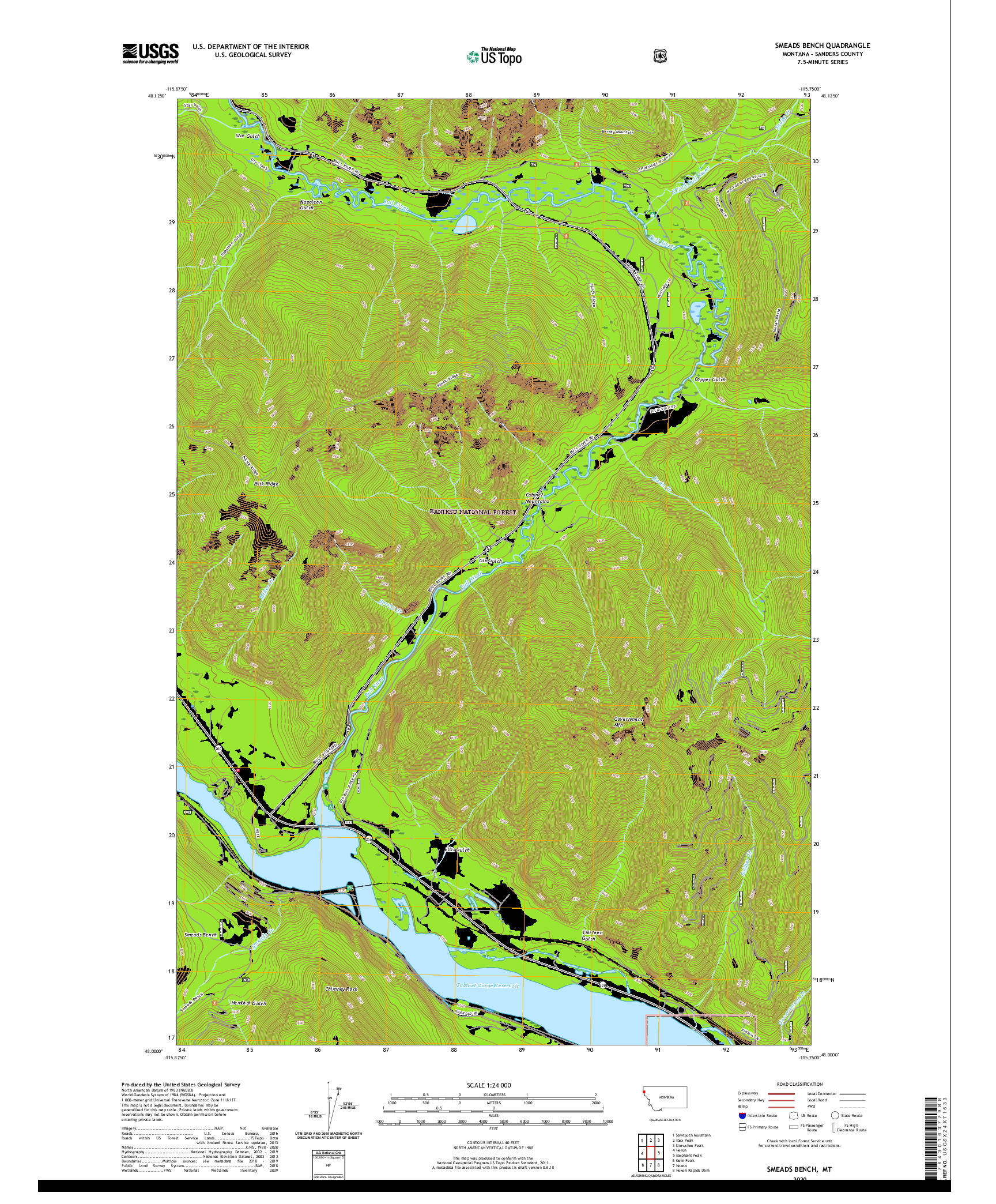 USGS US TOPO 7.5-MINUTE MAP FOR SMEADS BENCH, MT 2020