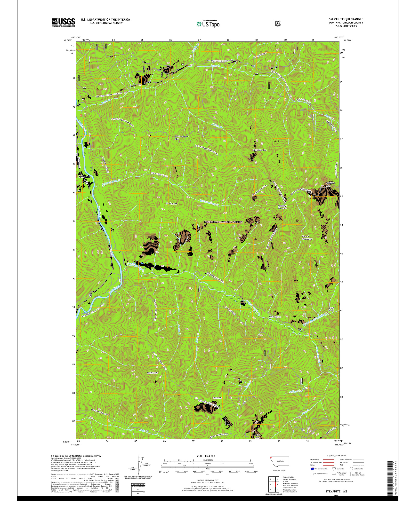 USGS US TOPO 7.5-MINUTE MAP FOR SYLVANITE, MT 2020