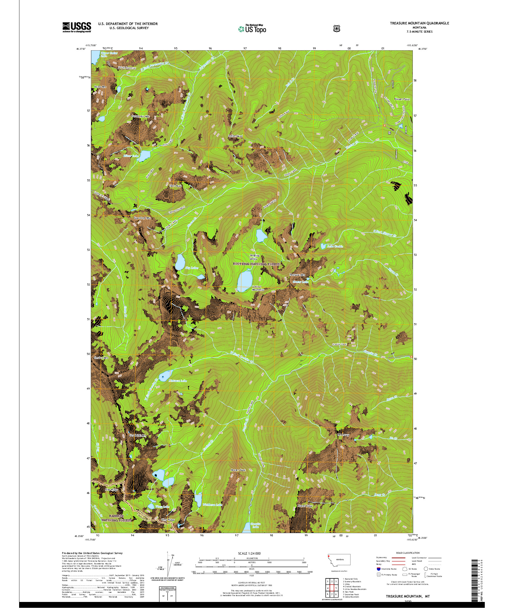 USGS US TOPO 7.5-MINUTE MAP FOR TREASURE MOUNTAIN, MT 2020