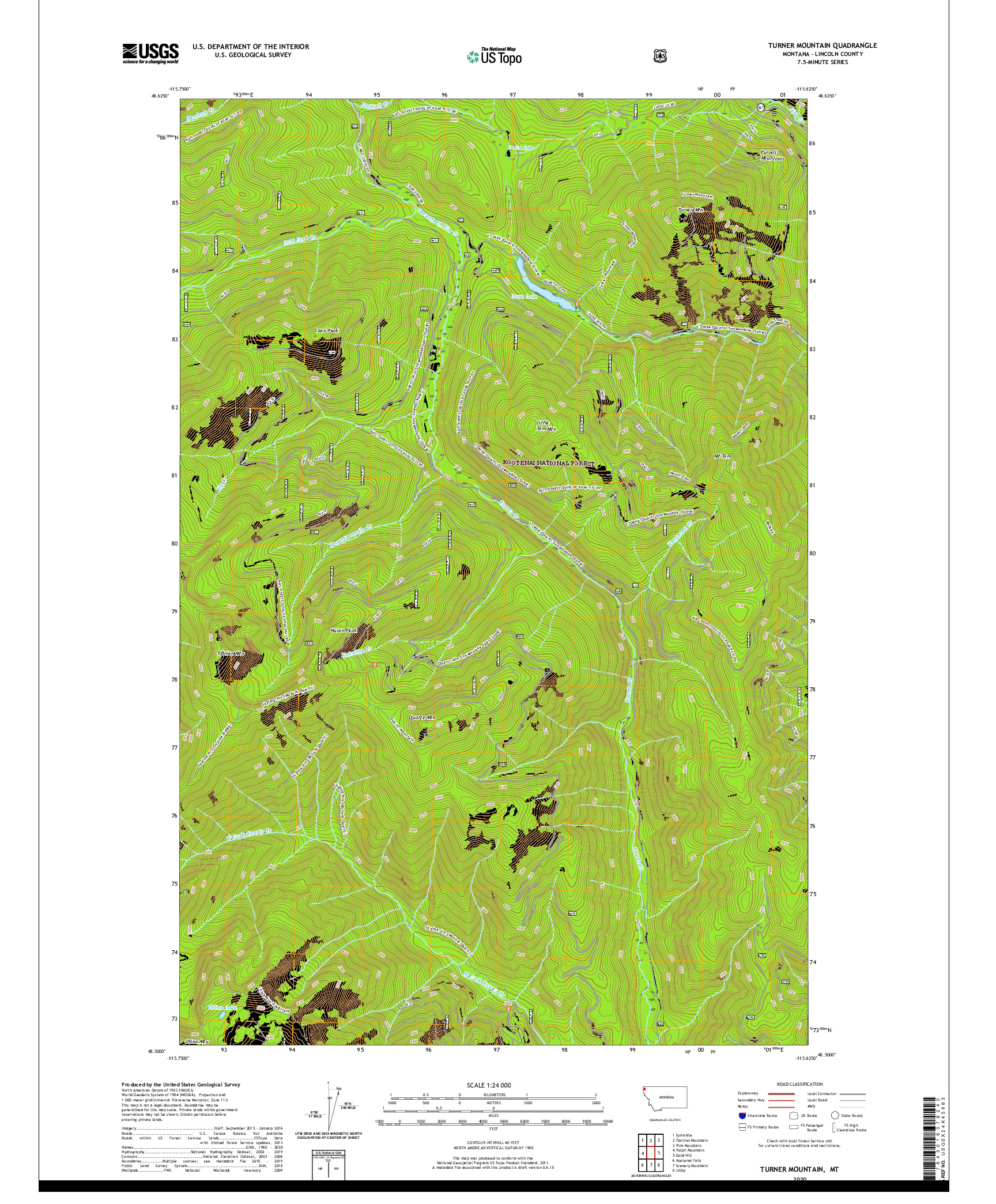 USGS US TOPO 7.5-MINUTE MAP FOR TURNER MOUNTAIN, MT 2020