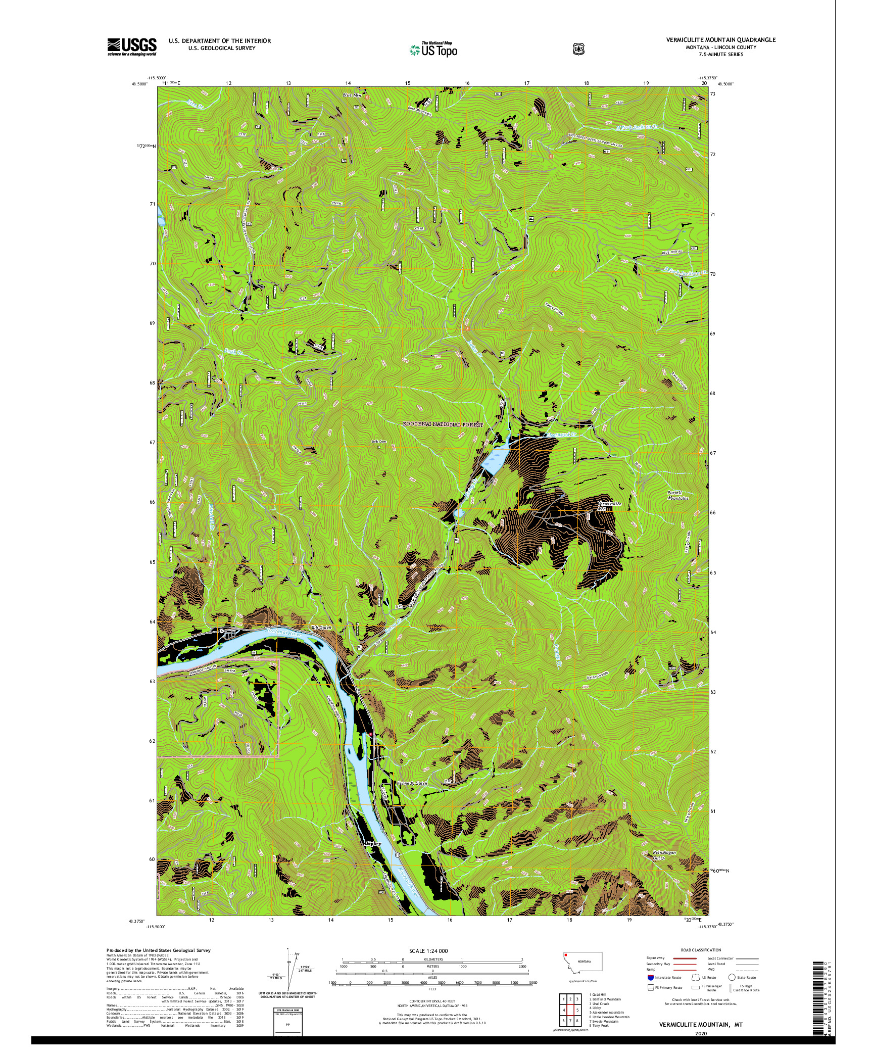 USGS US TOPO 7.5-MINUTE MAP FOR VERMICULITE MOUNTAIN, MT 2020