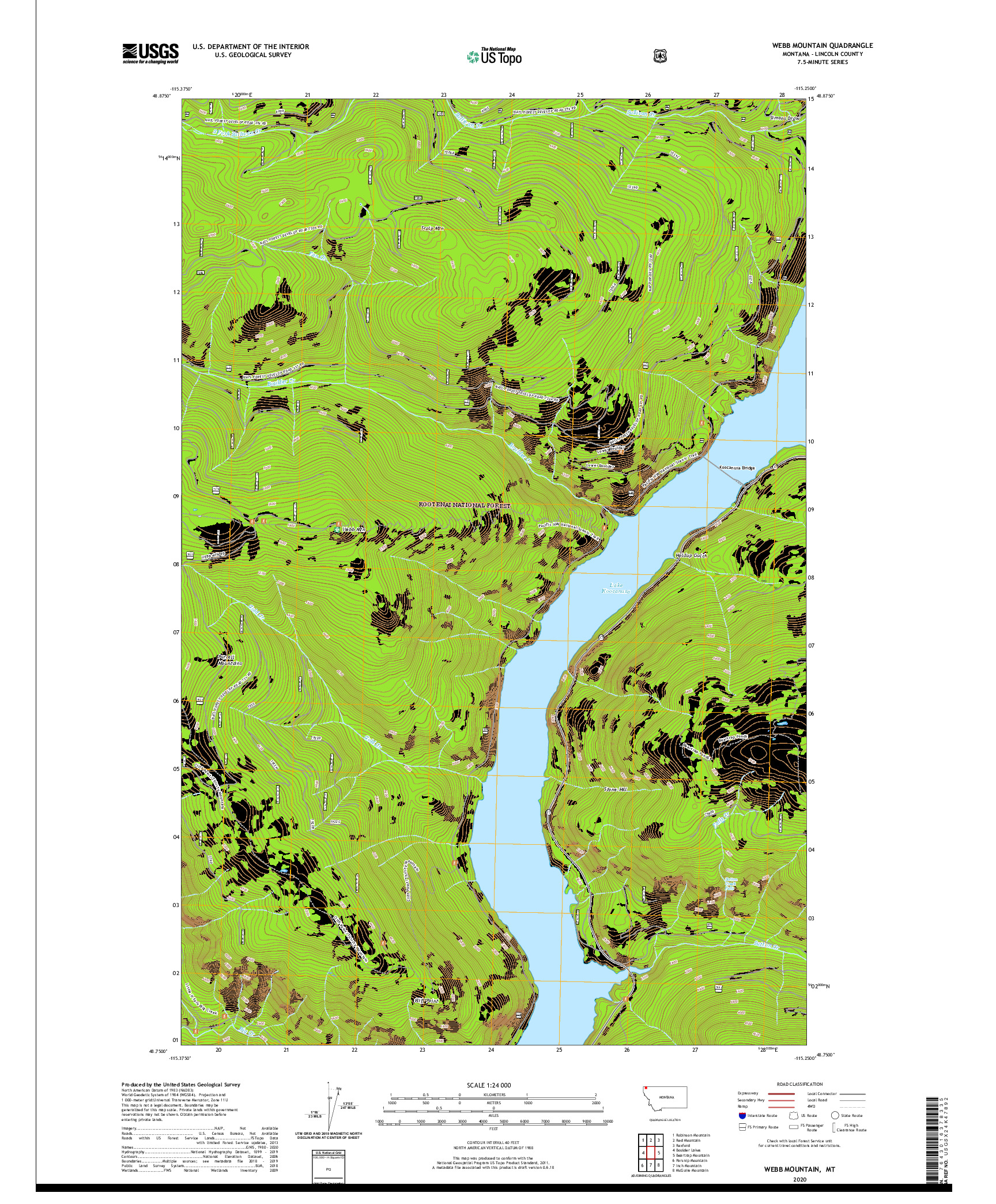 USGS US TOPO 7.5-MINUTE MAP FOR WEBB MOUNTAIN, MT 2020