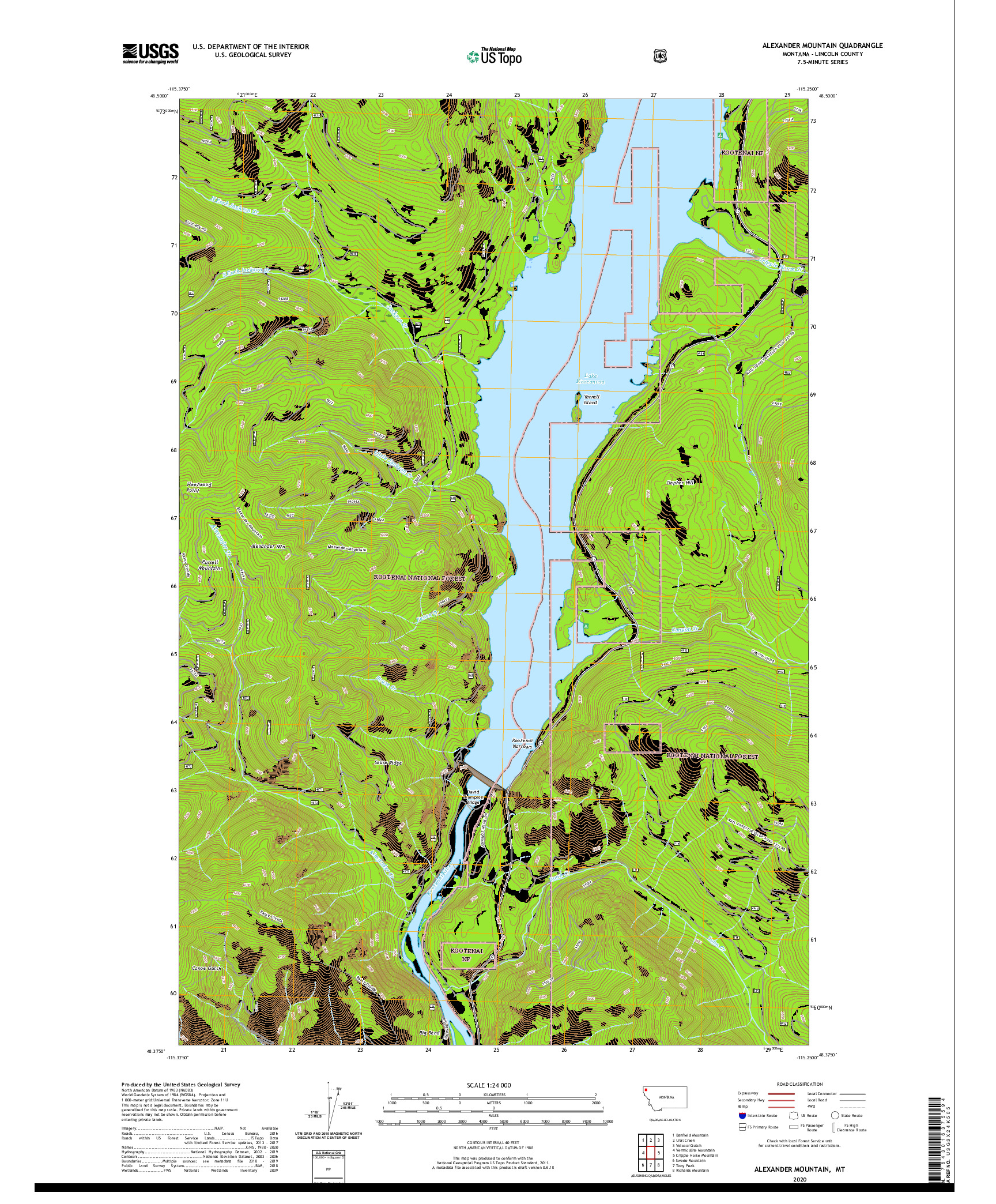 USGS US TOPO 7.5-MINUTE MAP FOR ALEXANDER MOUNTAIN, MT 2020