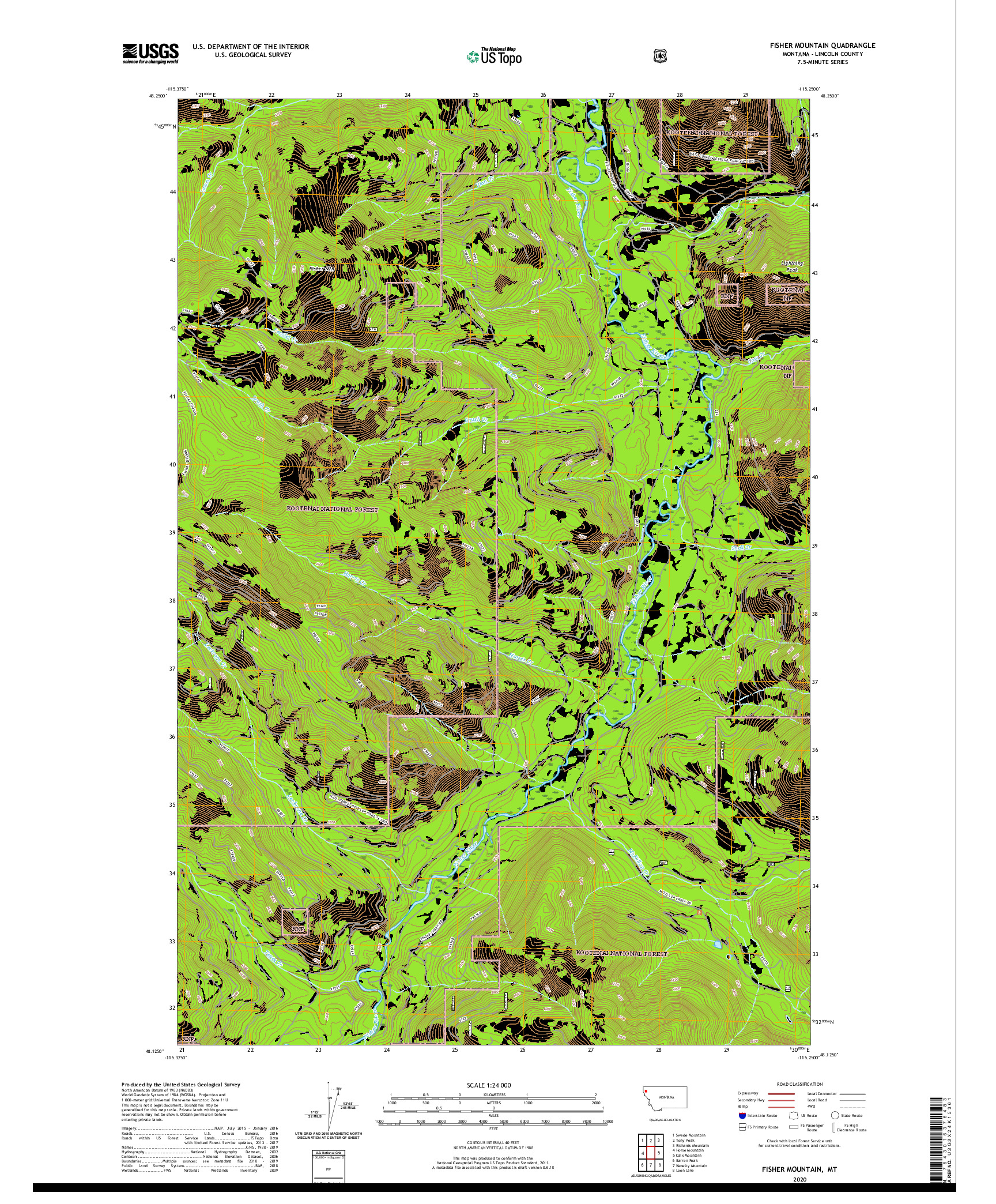 USGS US TOPO 7.5-MINUTE MAP FOR FISHER MOUNTAIN, MT 2020
