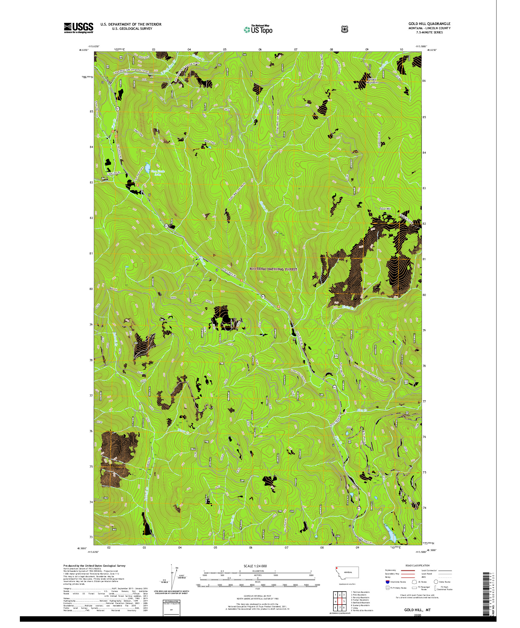 USGS US TOPO 7.5-MINUTE MAP FOR GOLD HILL, MT 2020