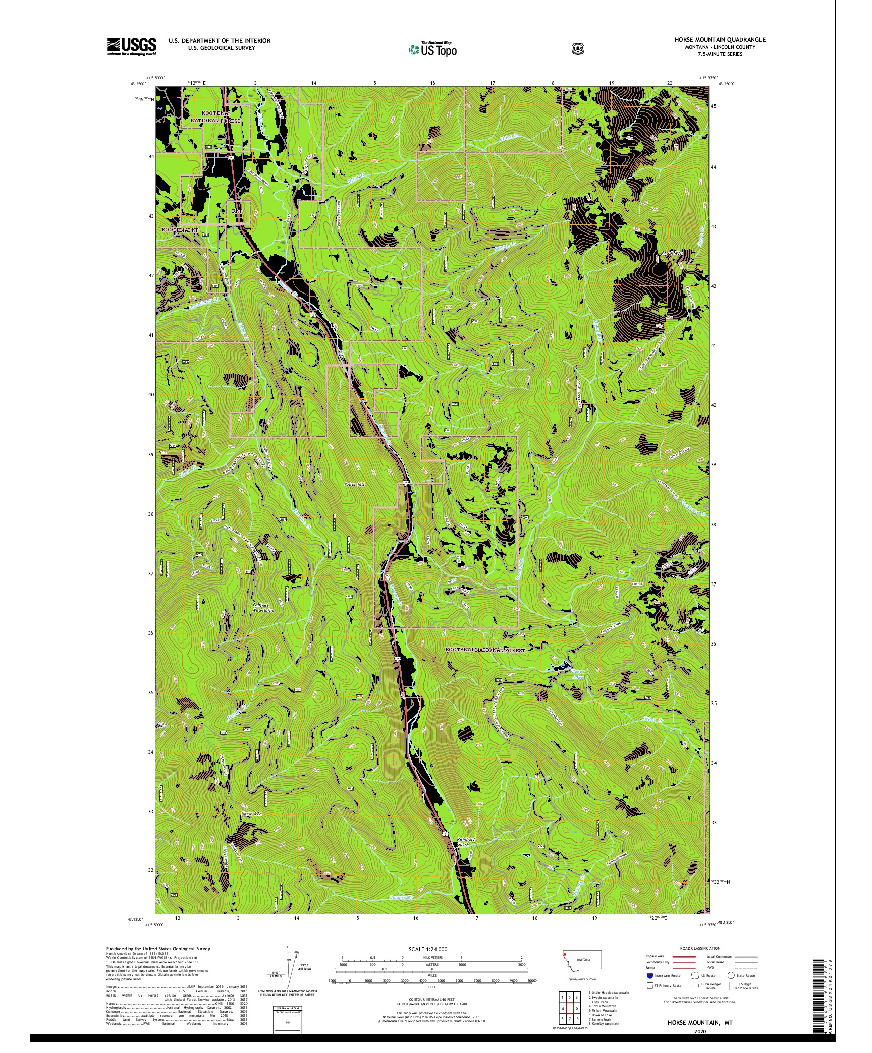 USGS US TOPO 7.5-MINUTE MAP FOR HORSE MOUNTAIN, MT 2020