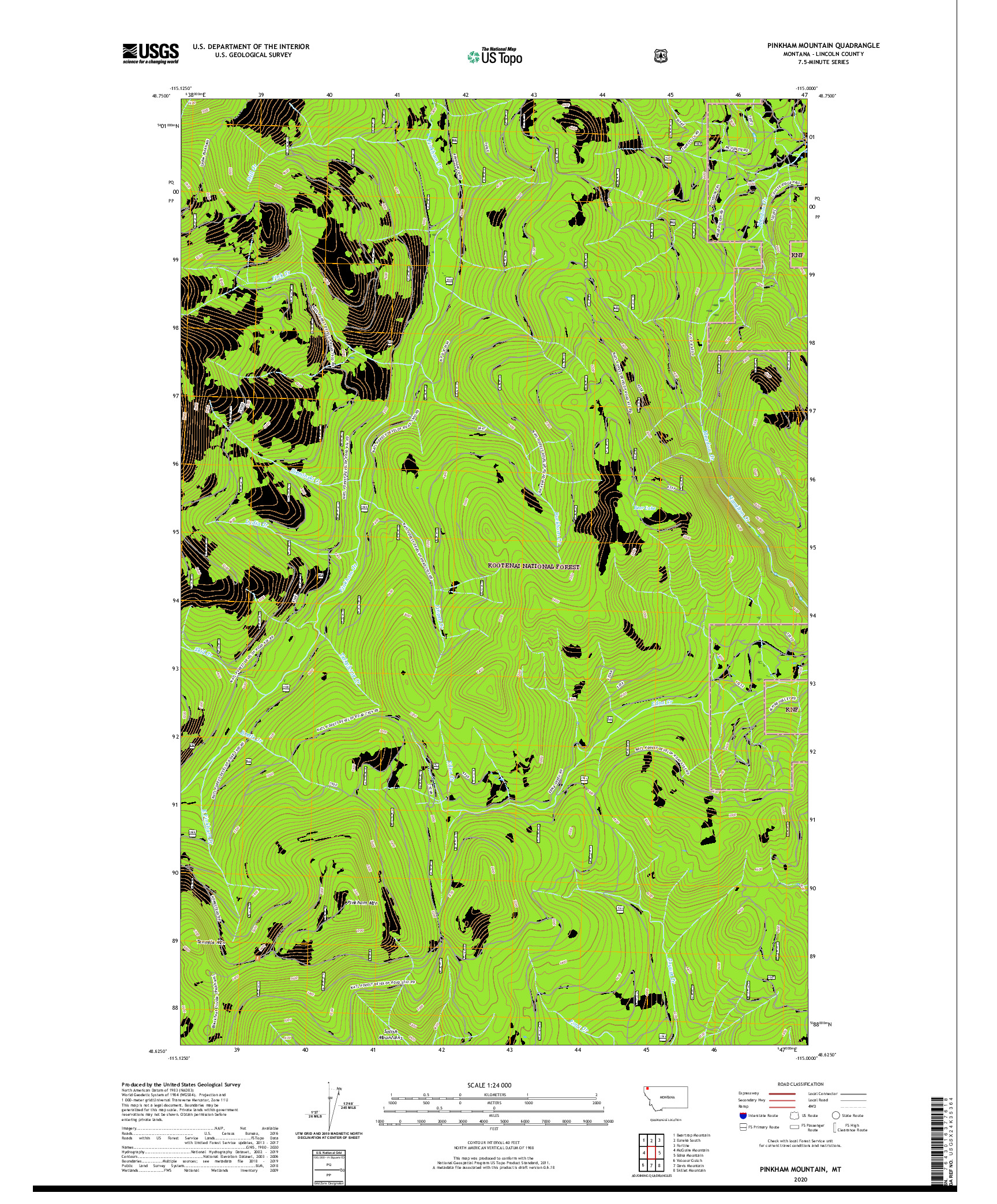 USGS US TOPO 7.5-MINUTE MAP FOR PINKHAM MOUNTAIN, MT 2020