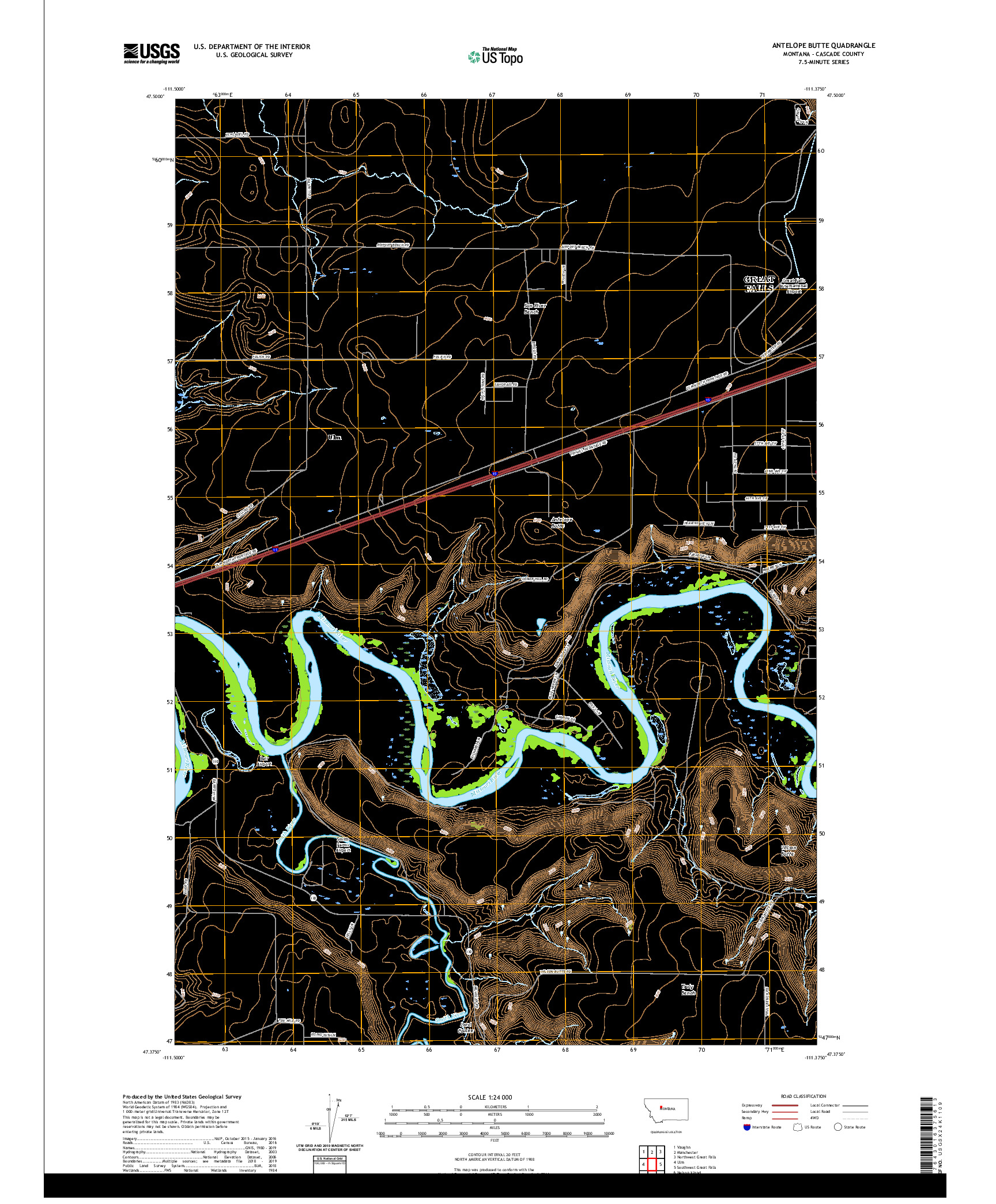 USGS US TOPO 7.5-MINUTE MAP FOR ANTELOPE BUTTE, MT 2020