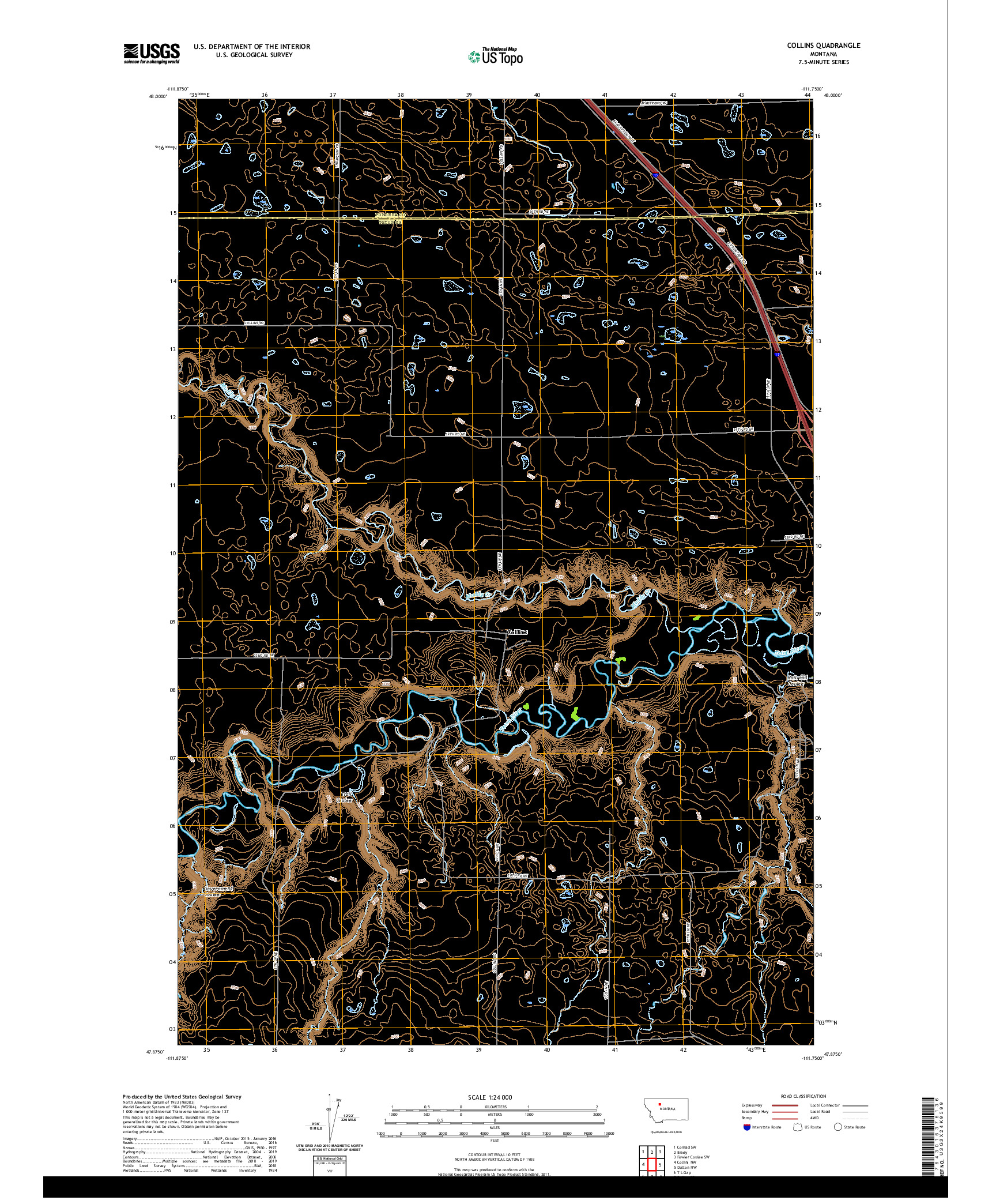 USGS US TOPO 7.5-MINUTE MAP FOR COLLINS, MT 2020