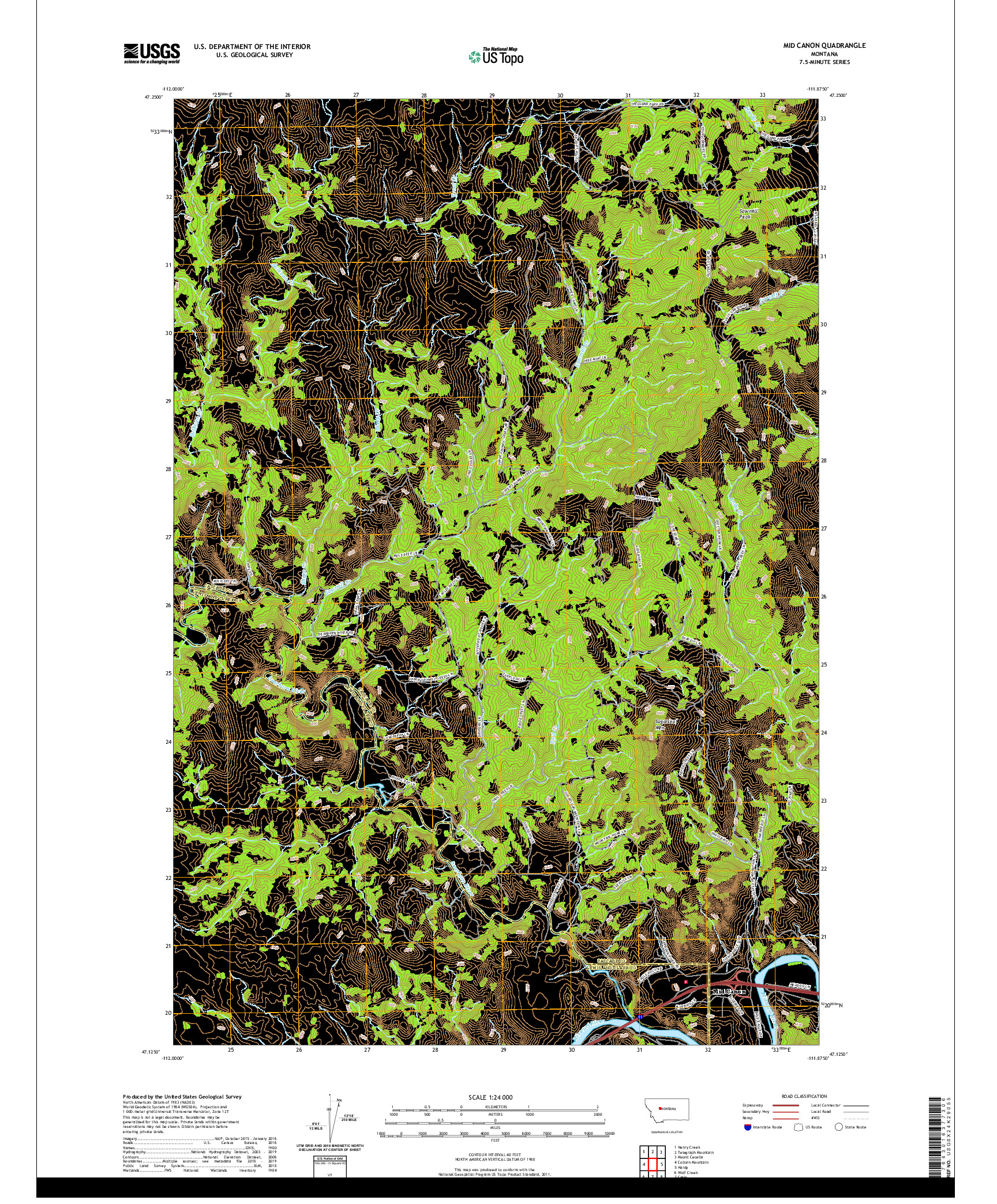 USGS US TOPO 7.5-MINUTE MAP FOR MID CANON, MT 2020