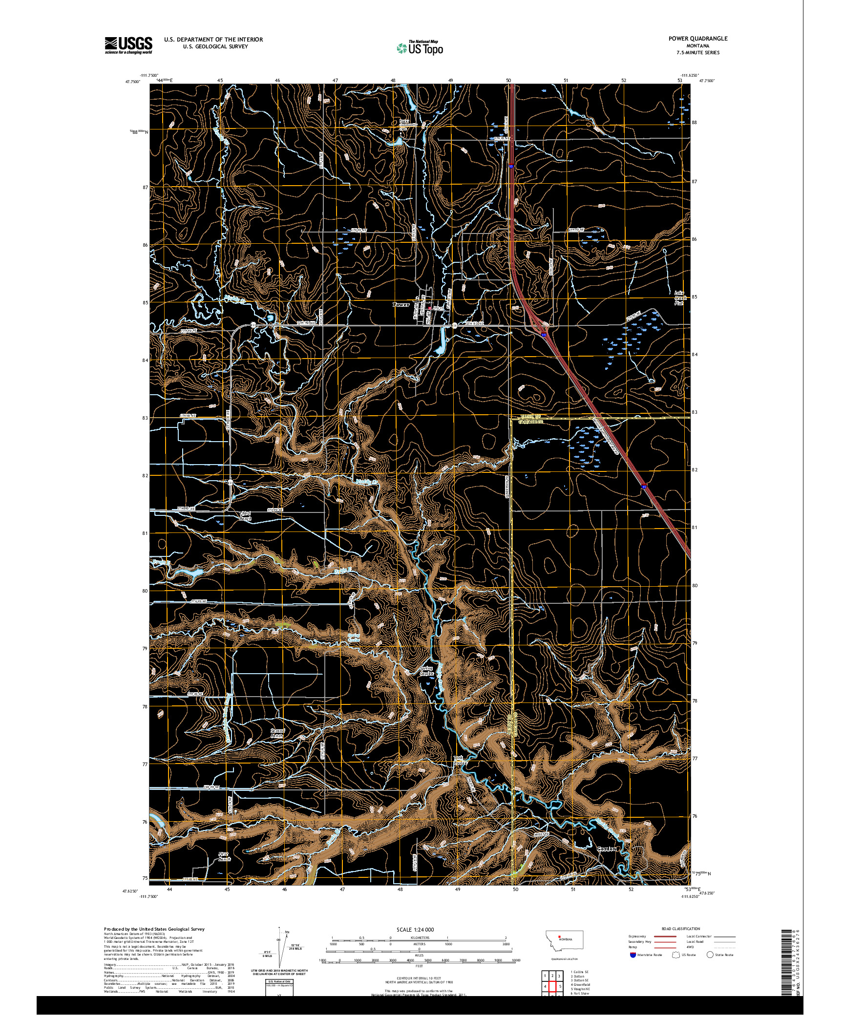 USGS US TOPO 7.5-MINUTE MAP FOR POWER, MT 2020