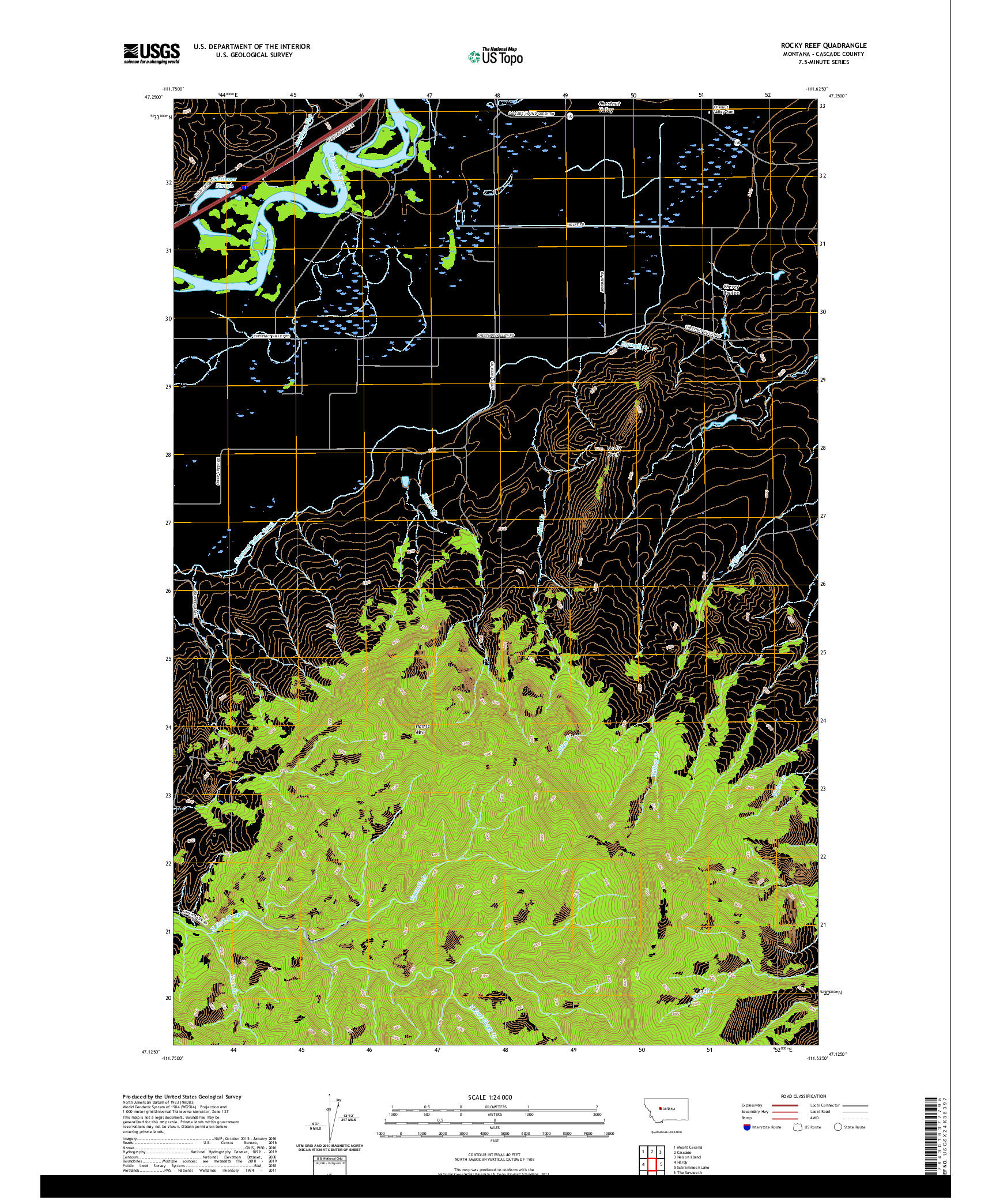 USGS US TOPO 7.5-MINUTE MAP FOR ROCKY REEF, MT 2020