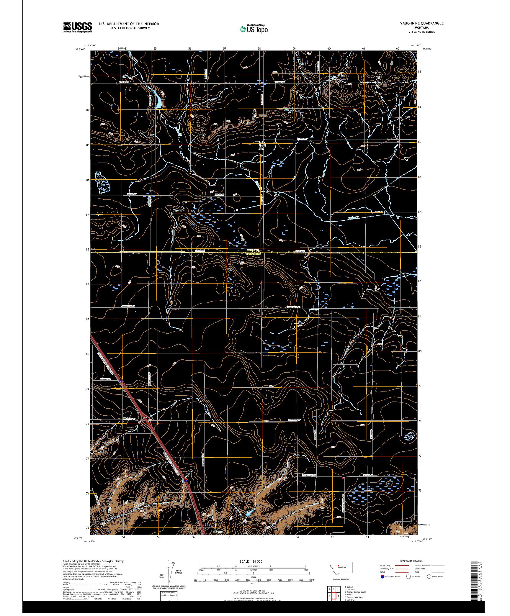 USGS US TOPO 7.5-MINUTE MAP FOR VAUGHN NE, MT 2020