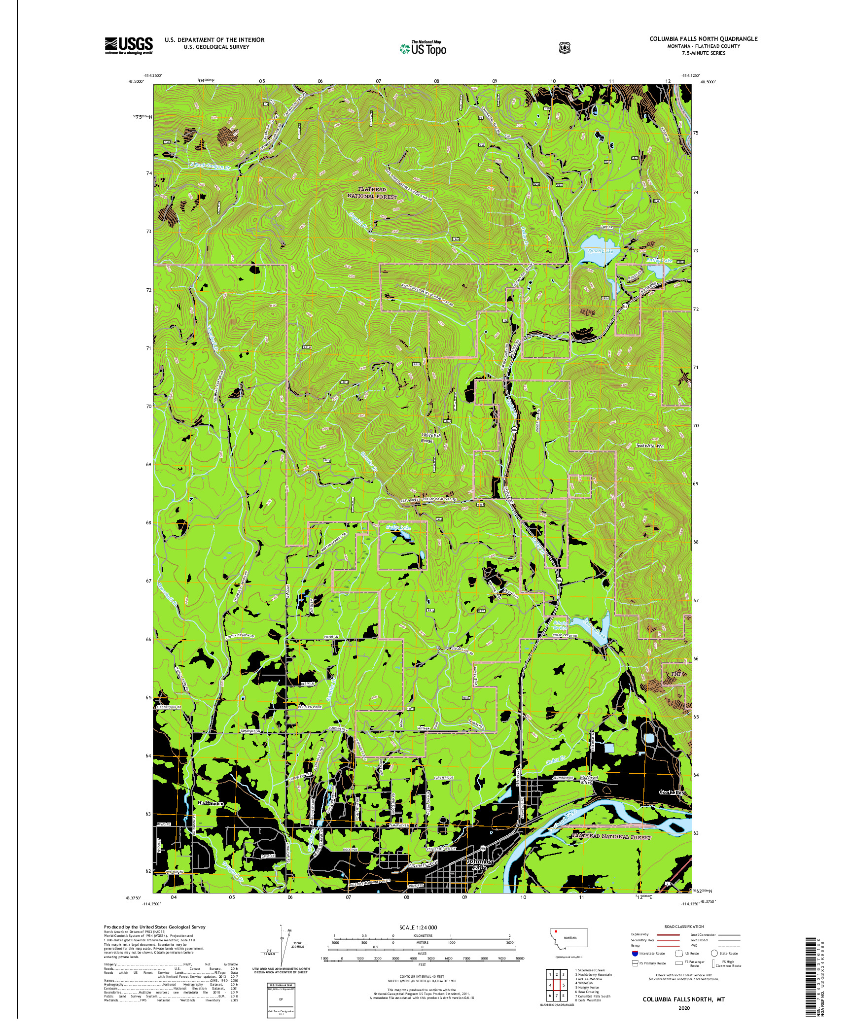 USGS US TOPO 7.5-MINUTE MAP FOR COLUMBIA FALLS NORTH, MT 2020