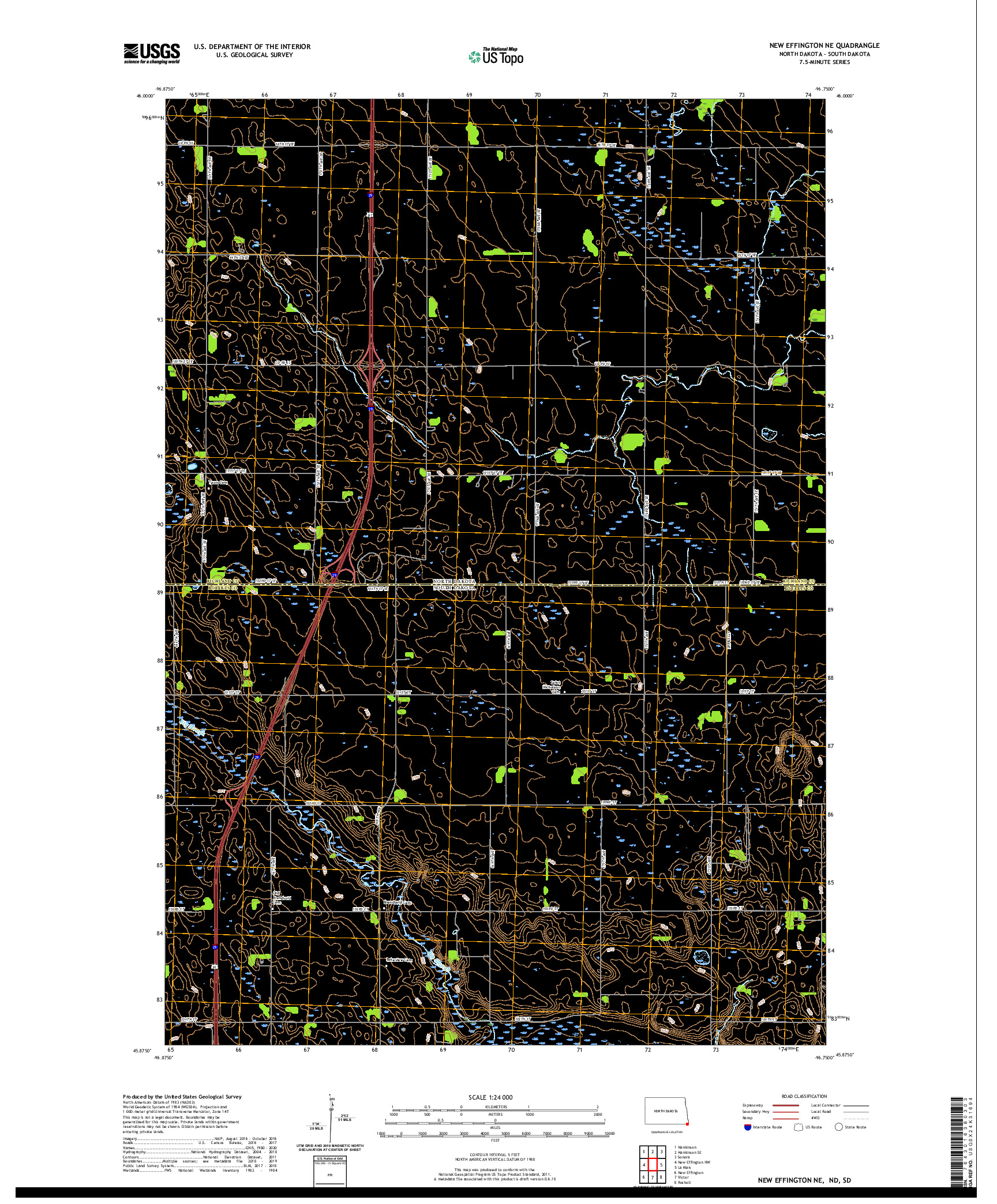 USGS US TOPO 7.5-MINUTE MAP FOR NEW EFFINGTON NE, ND,SD 2020