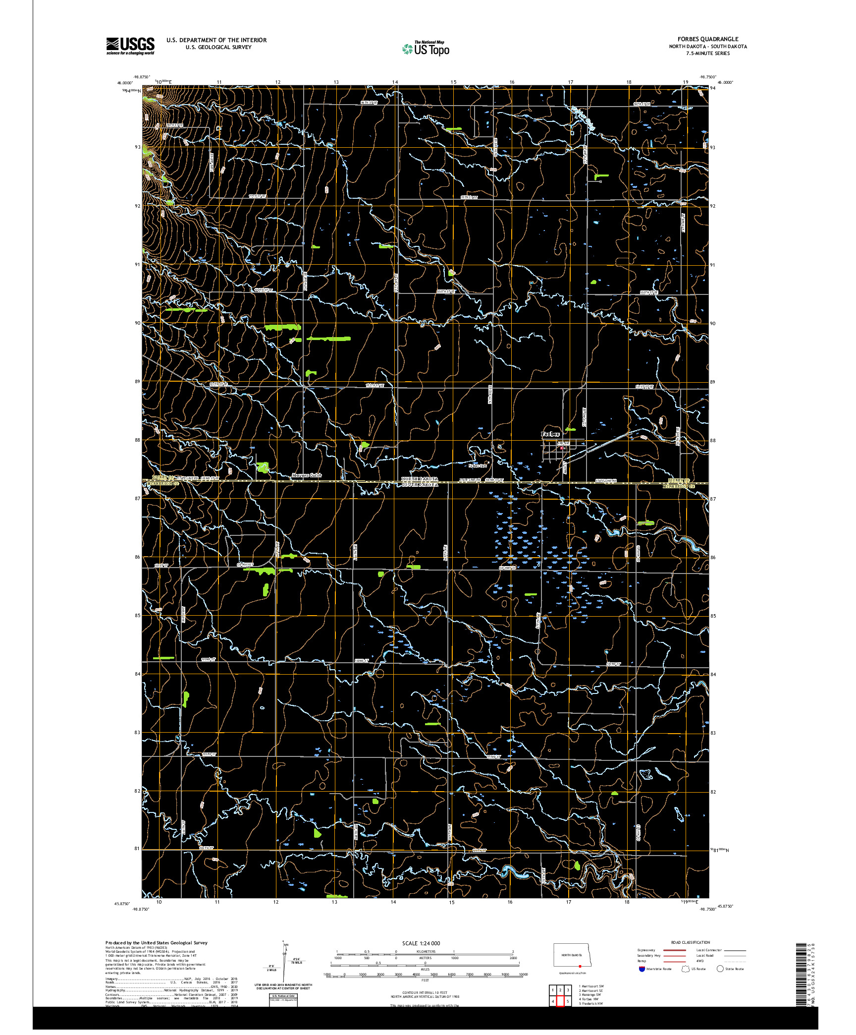USGS US TOPO 7.5-MINUTE MAP FOR FORBES, ND,SD 2020