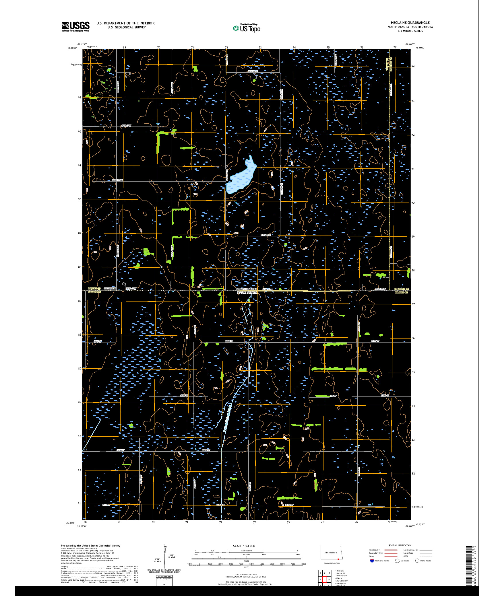 USGS US TOPO 7.5-MINUTE MAP FOR HECLA NE, ND,SD 2020