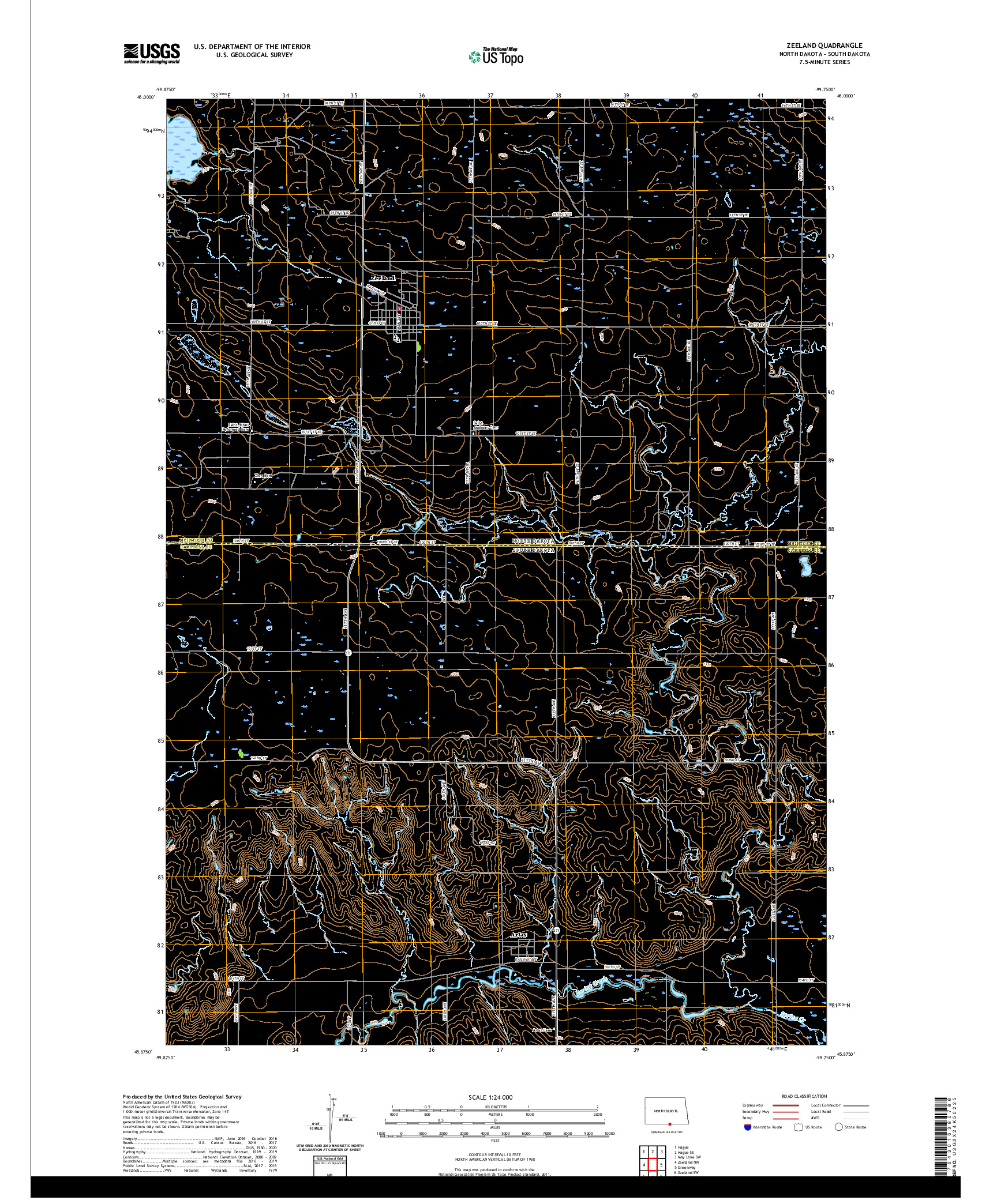 USGS US TOPO 7.5-MINUTE MAP FOR ZEELAND, ND,SD 2020