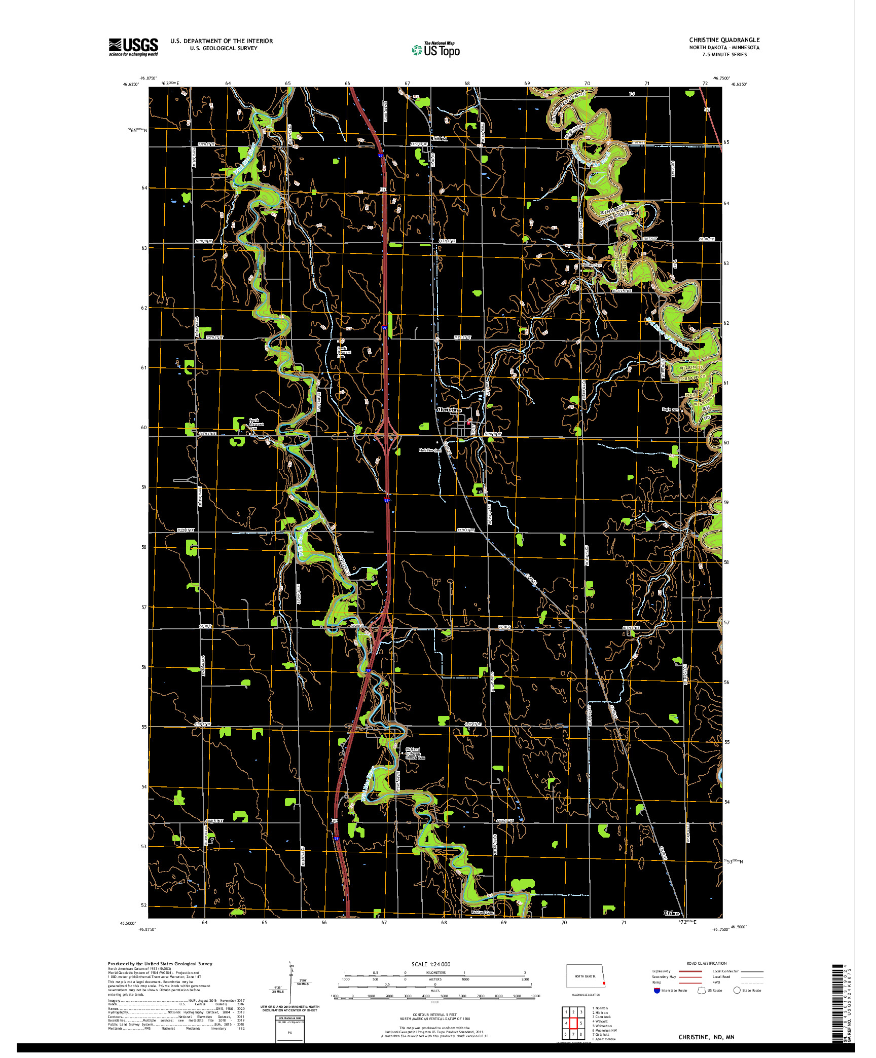USGS US TOPO 7.5-MINUTE MAP FOR CHRISTINE, ND,MN 2020