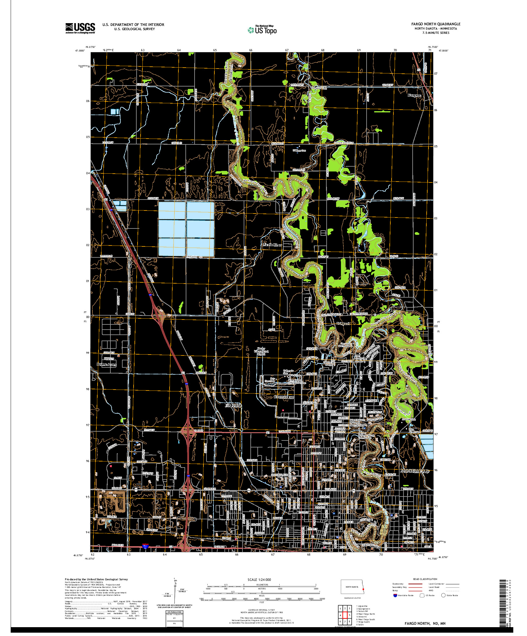 USGS US TOPO 7.5-MINUTE MAP FOR FARGO NORTH, ND,MN 2020
