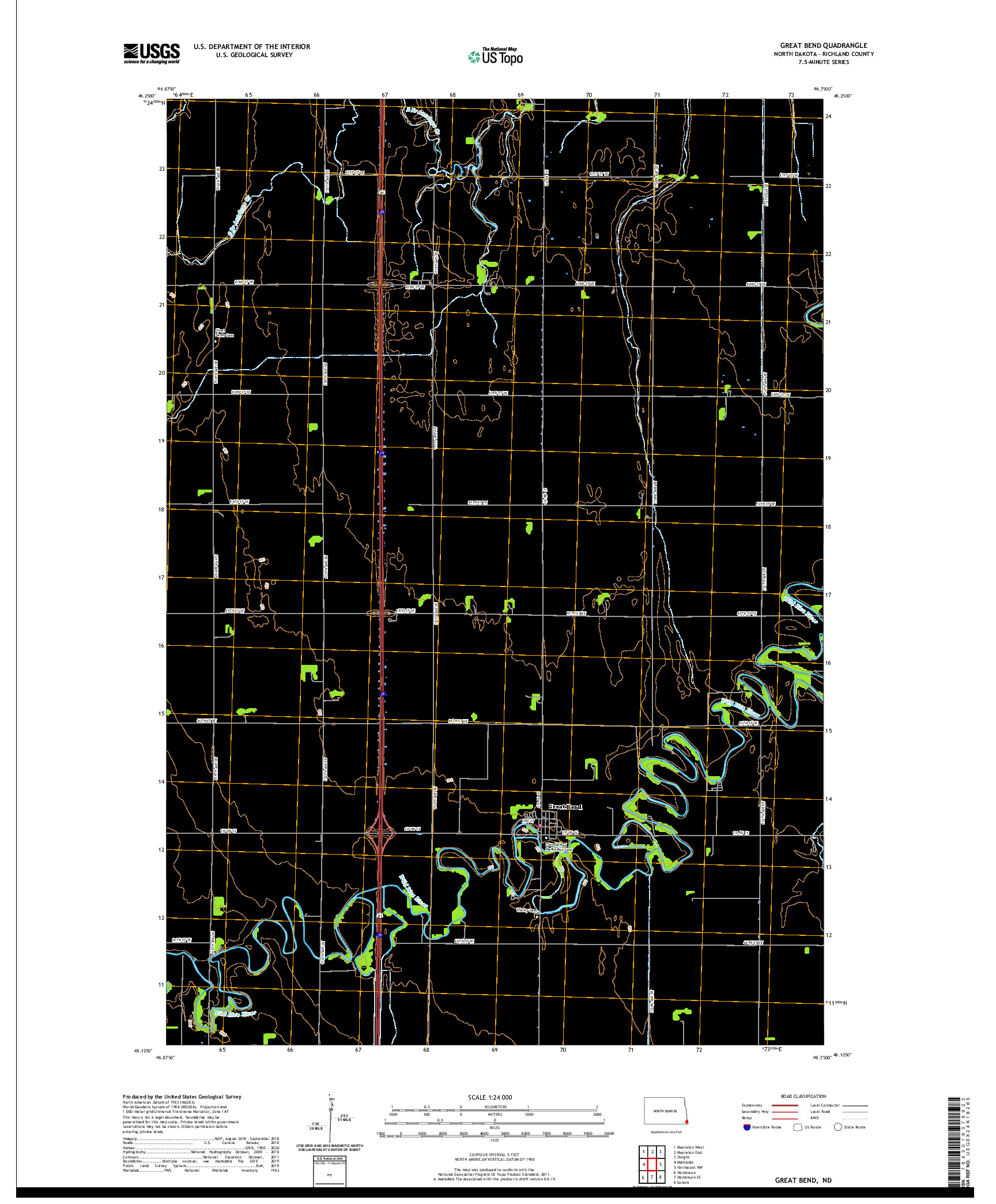 USGS US TOPO 7.5-MINUTE MAP FOR GREAT BEND, ND 2020